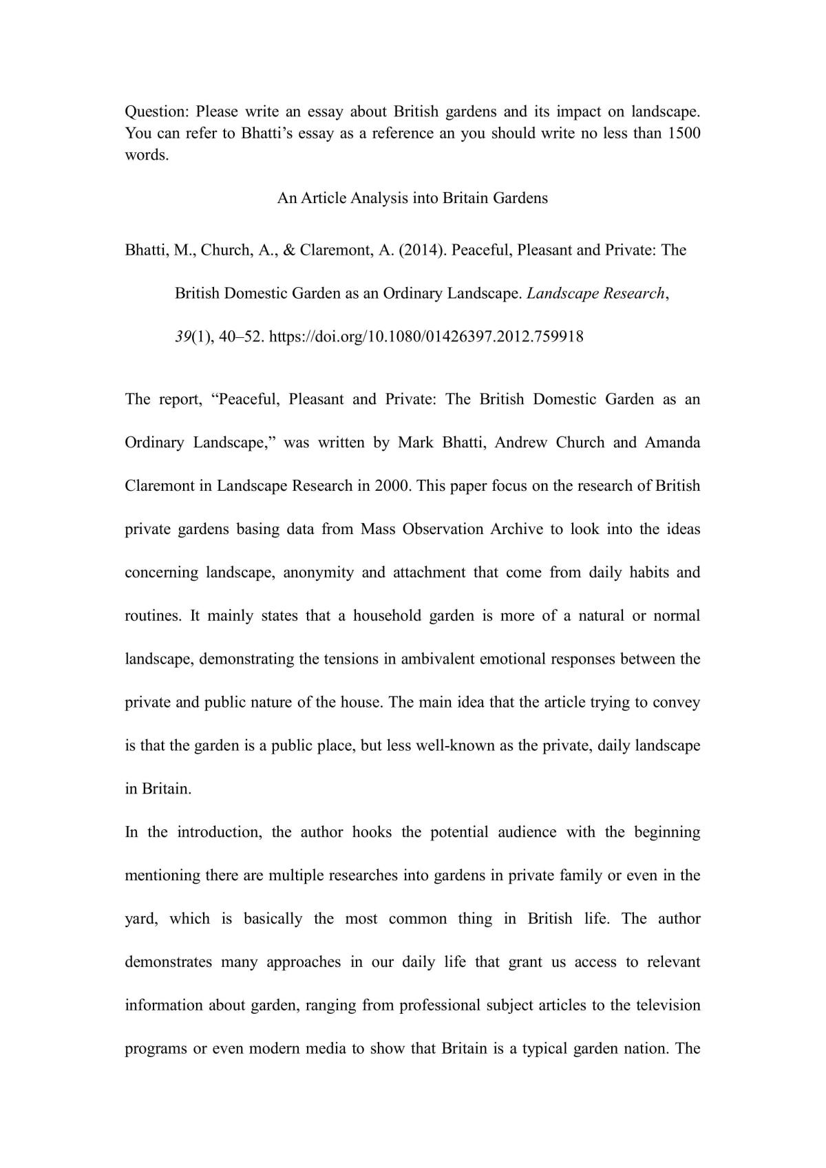 An Article Analysis into Britain Garden - Page 1