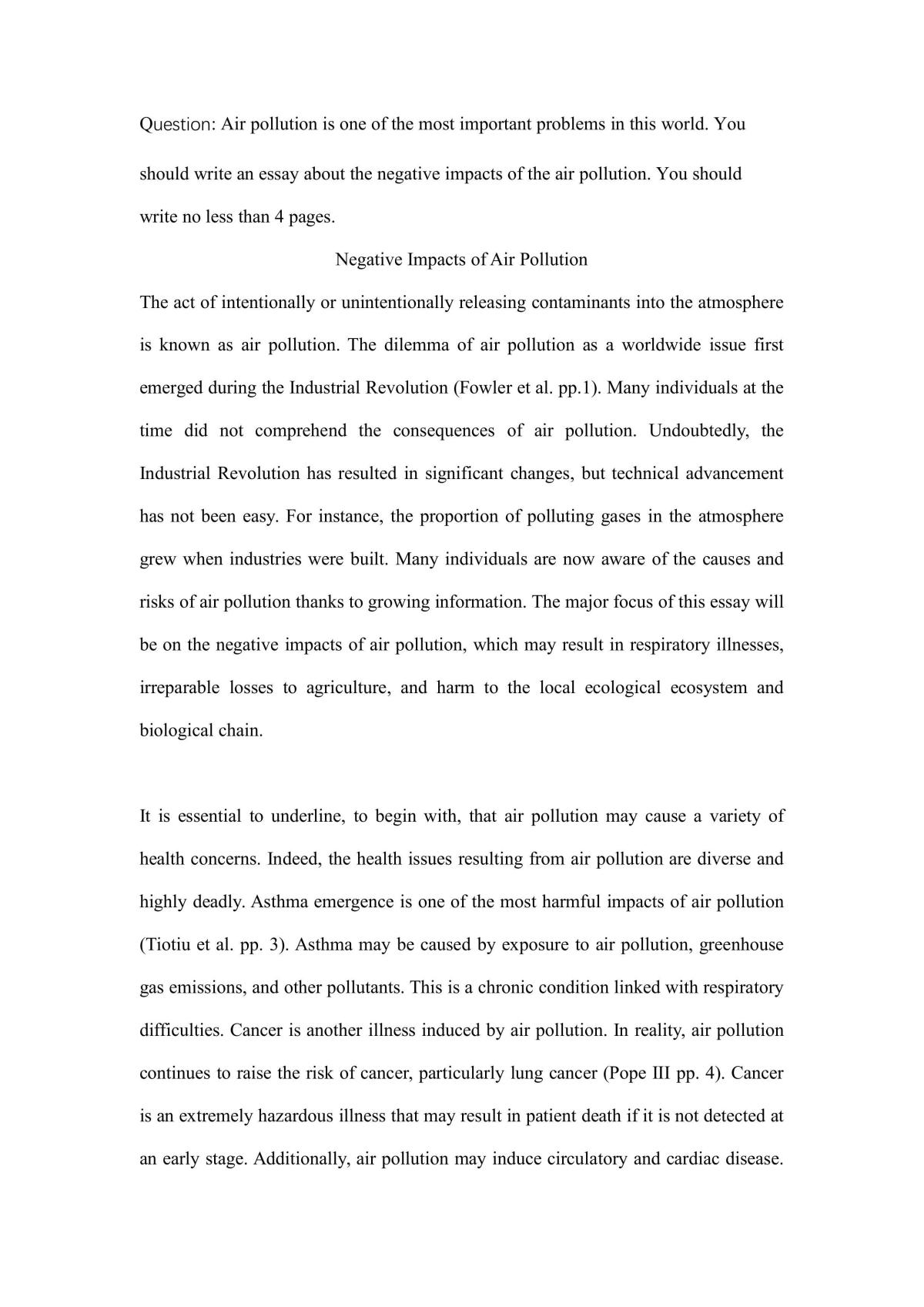 Negative Impacts of Air pollution - Page 1