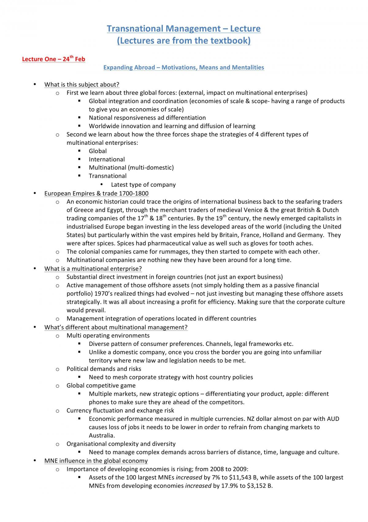 Transnational Management Notes - Page 1