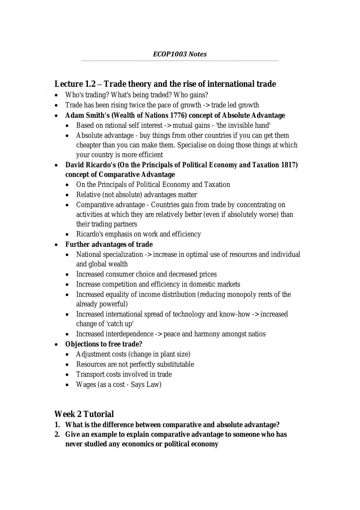 ECOP1003 Course Notes - Page 1
