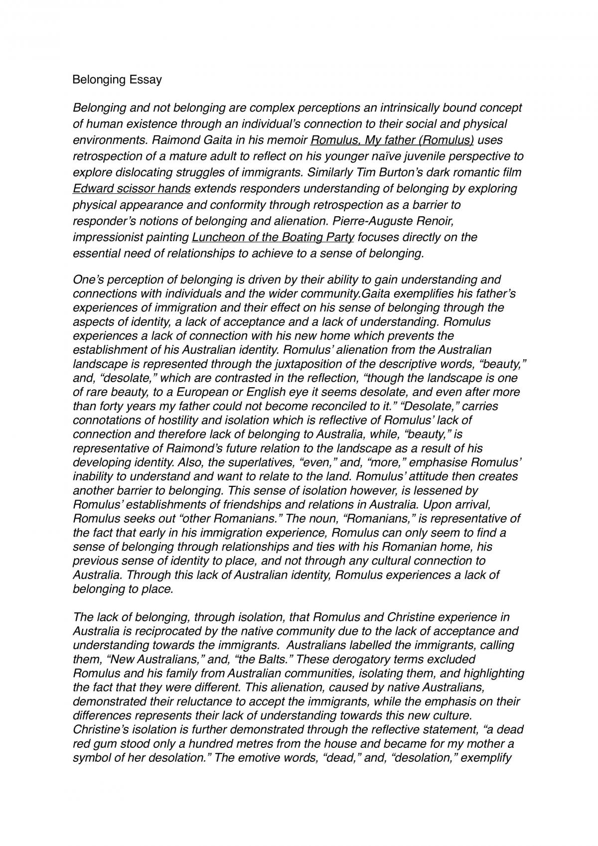 Belonging Essay - Page 1