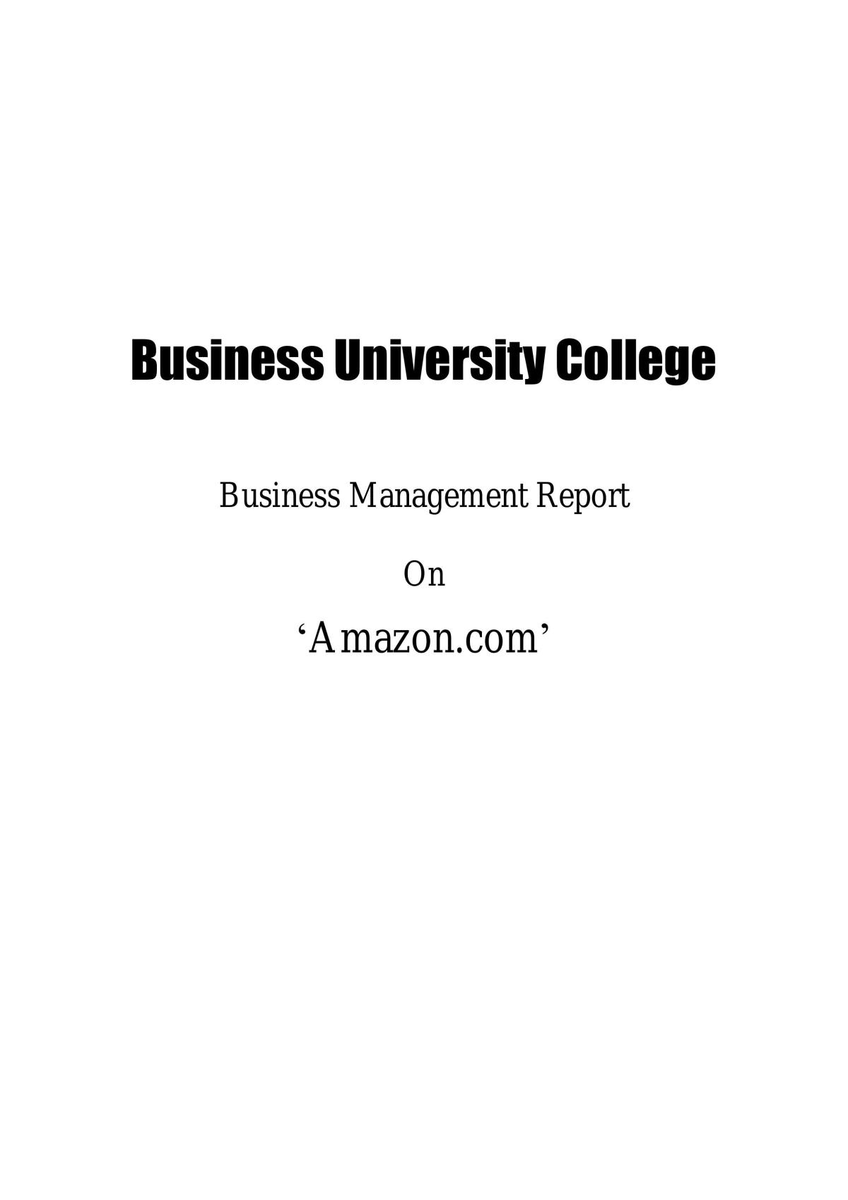 Business Management Assignment - AMAZON.COM - Page 1