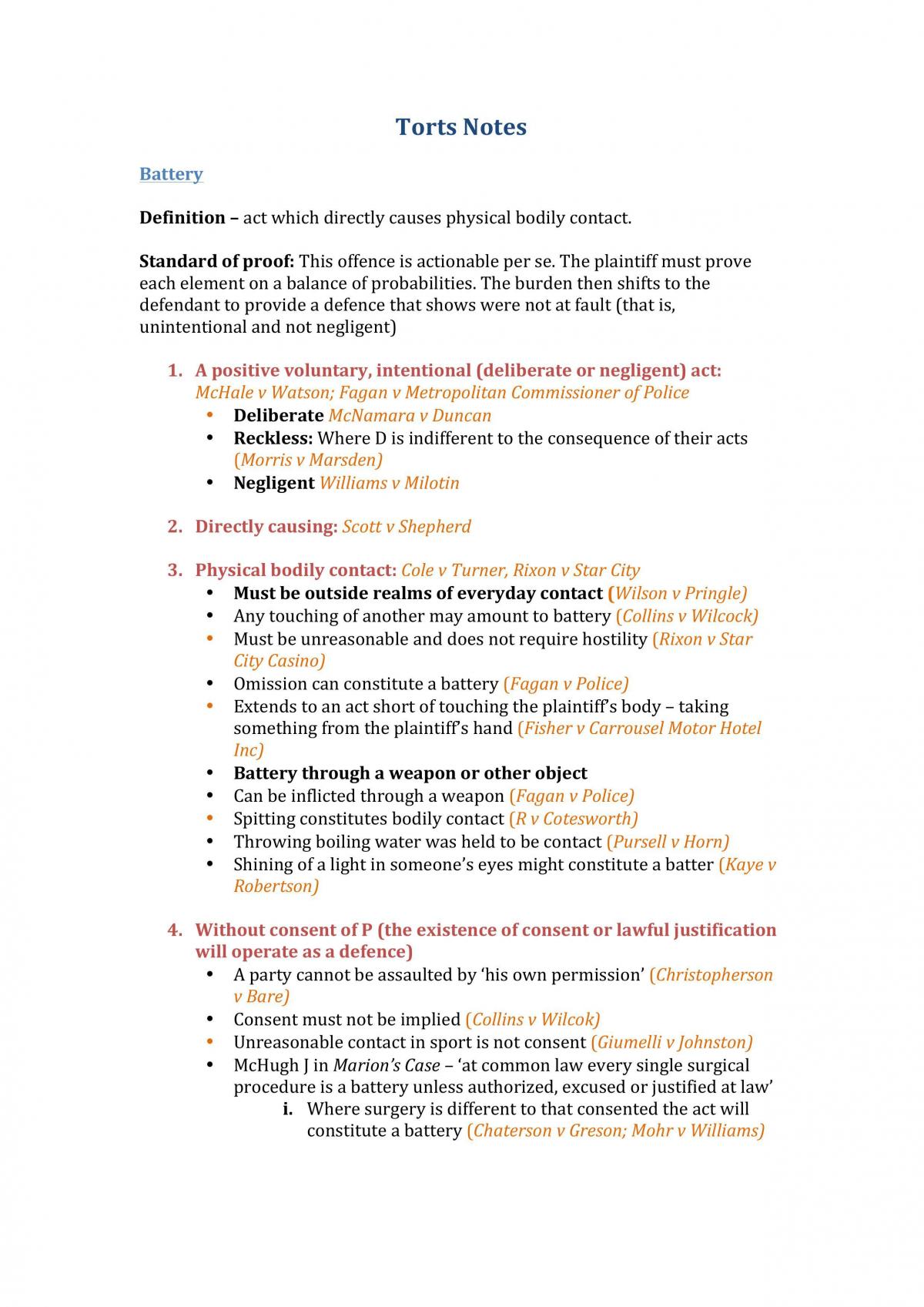 Torts final exam notes - Page 1