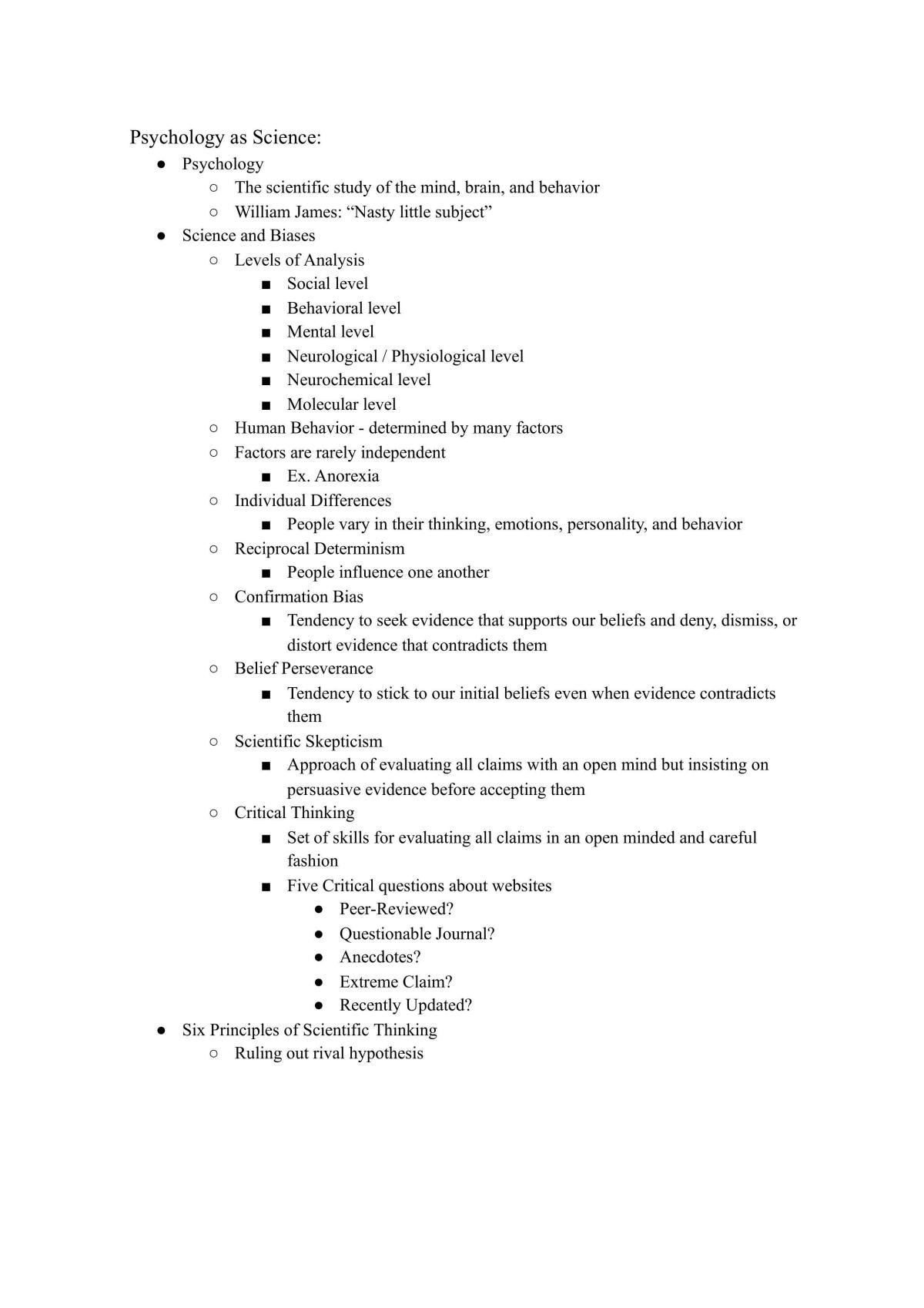 Introduction to Psychology Study Guide - Page 1