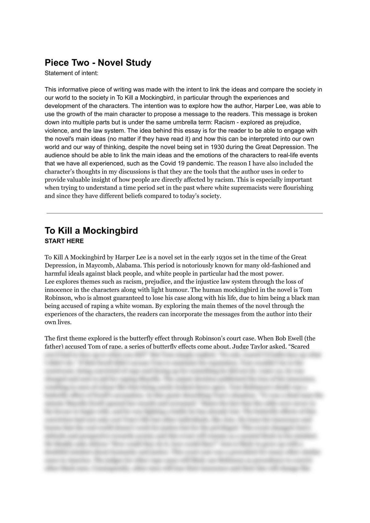 English Level 2 Portfolio Piece  - Page 1
