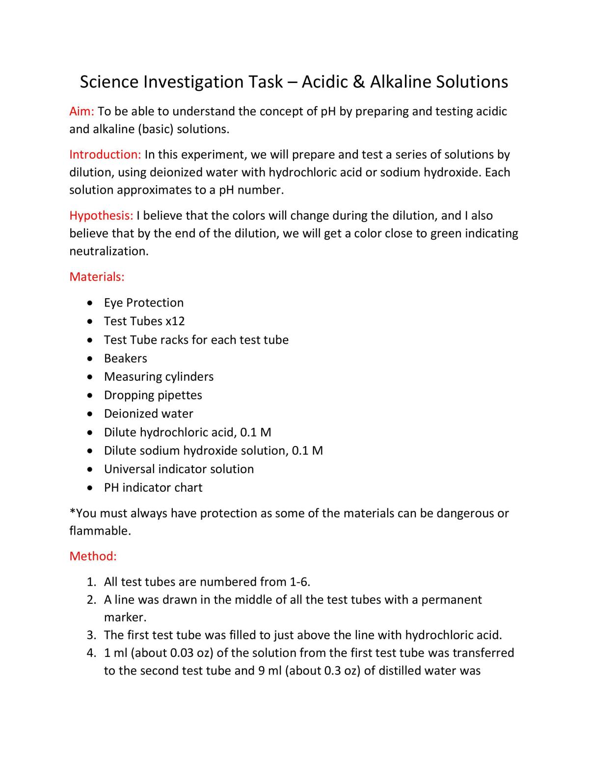Acidic & Alkaline Solutions - Page 1