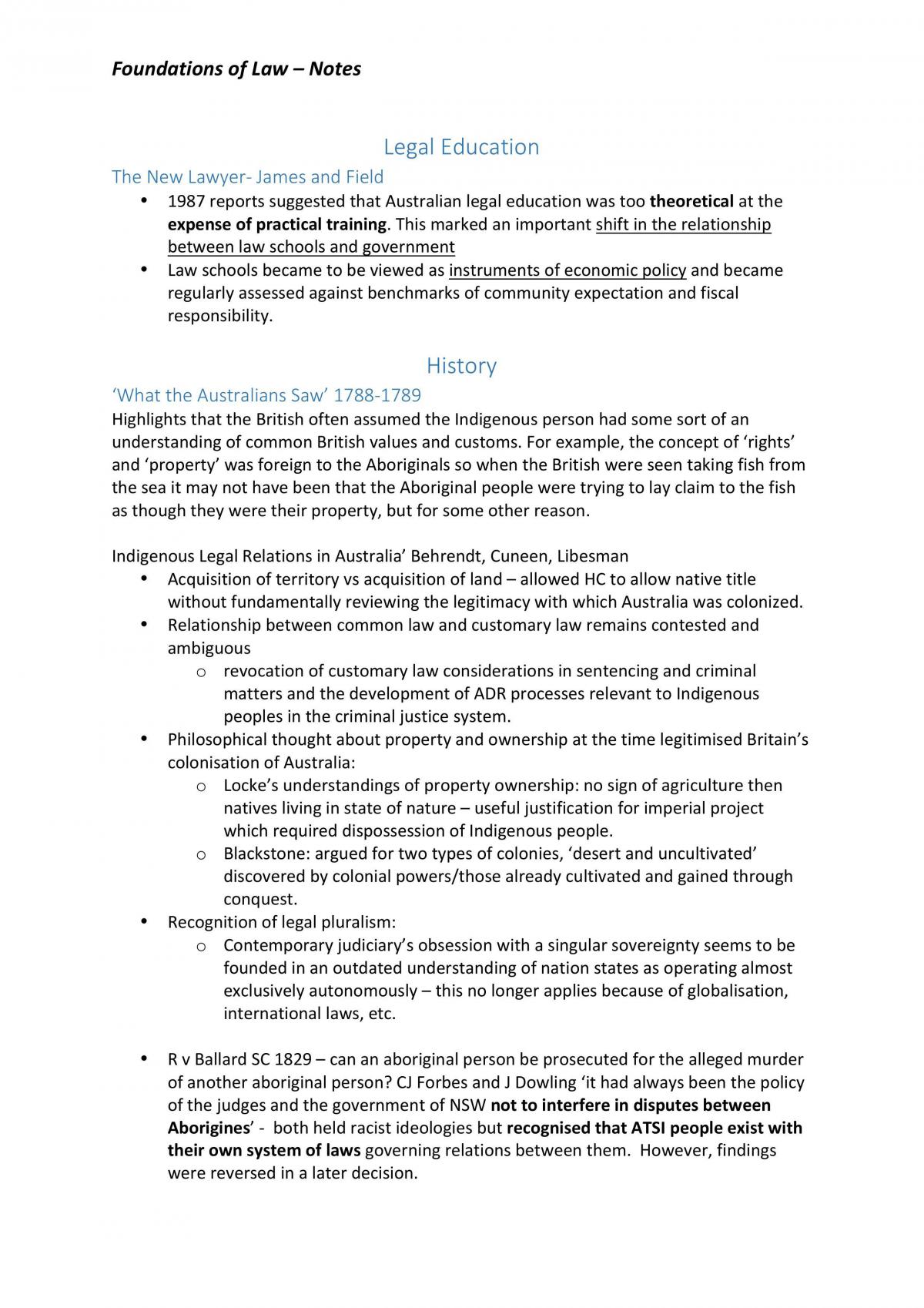 Foundations of Law Exam Revision Notes - Page 1