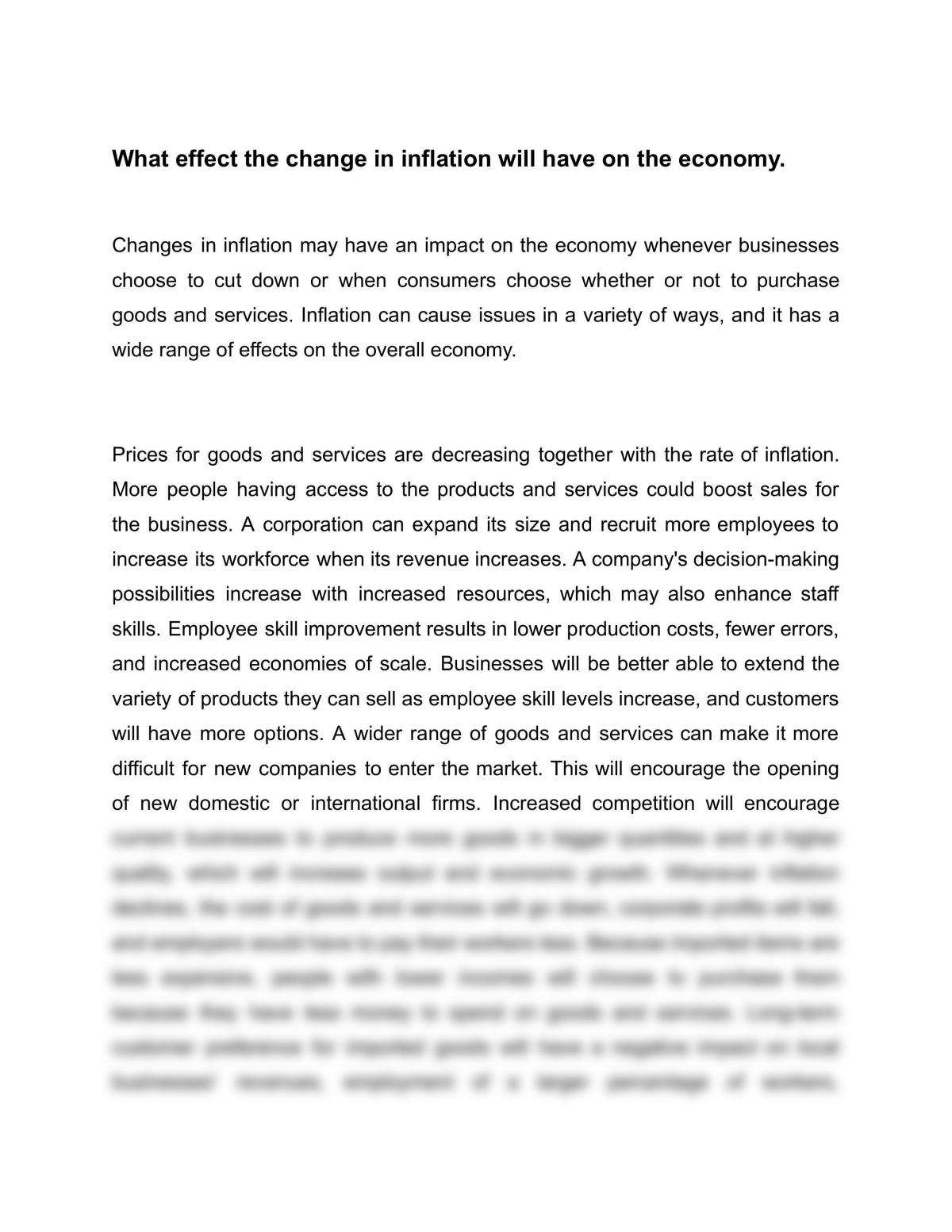 essay about effects of inflation