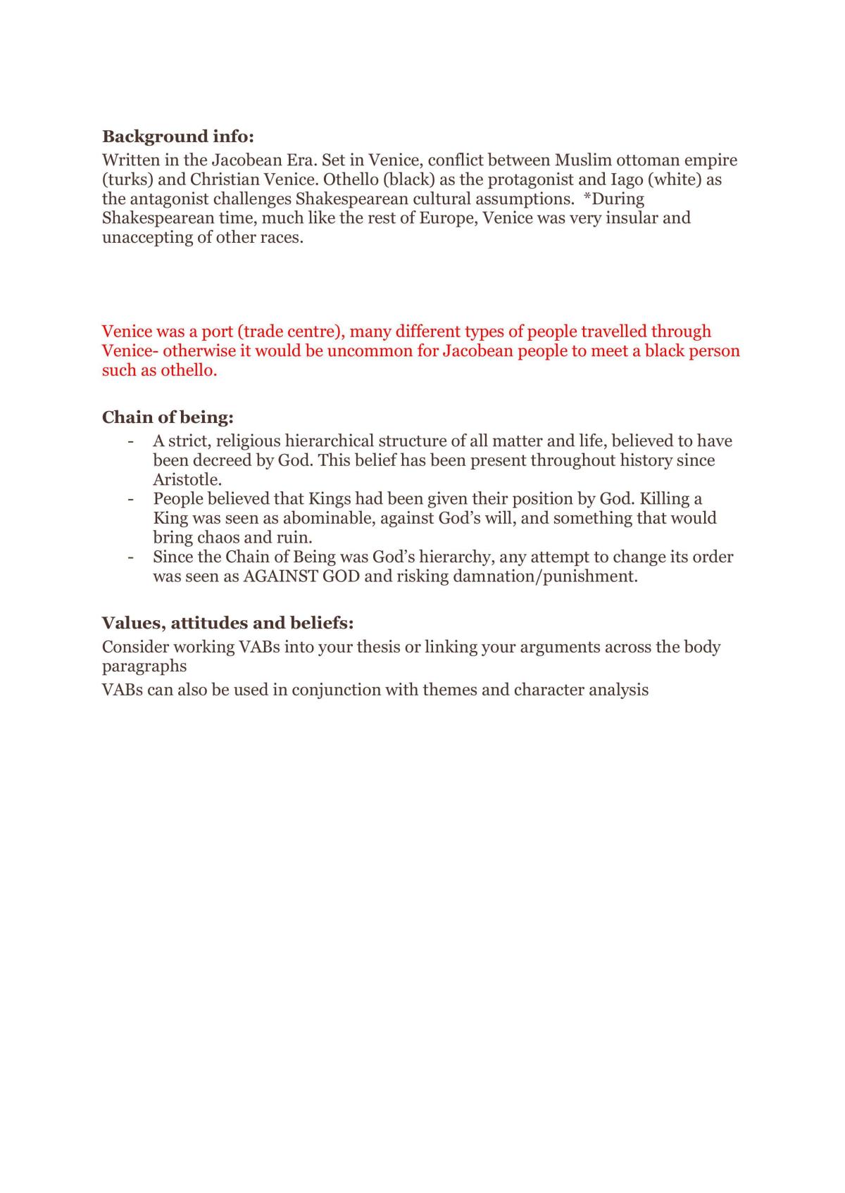 Othello Topic Notes - Page 1