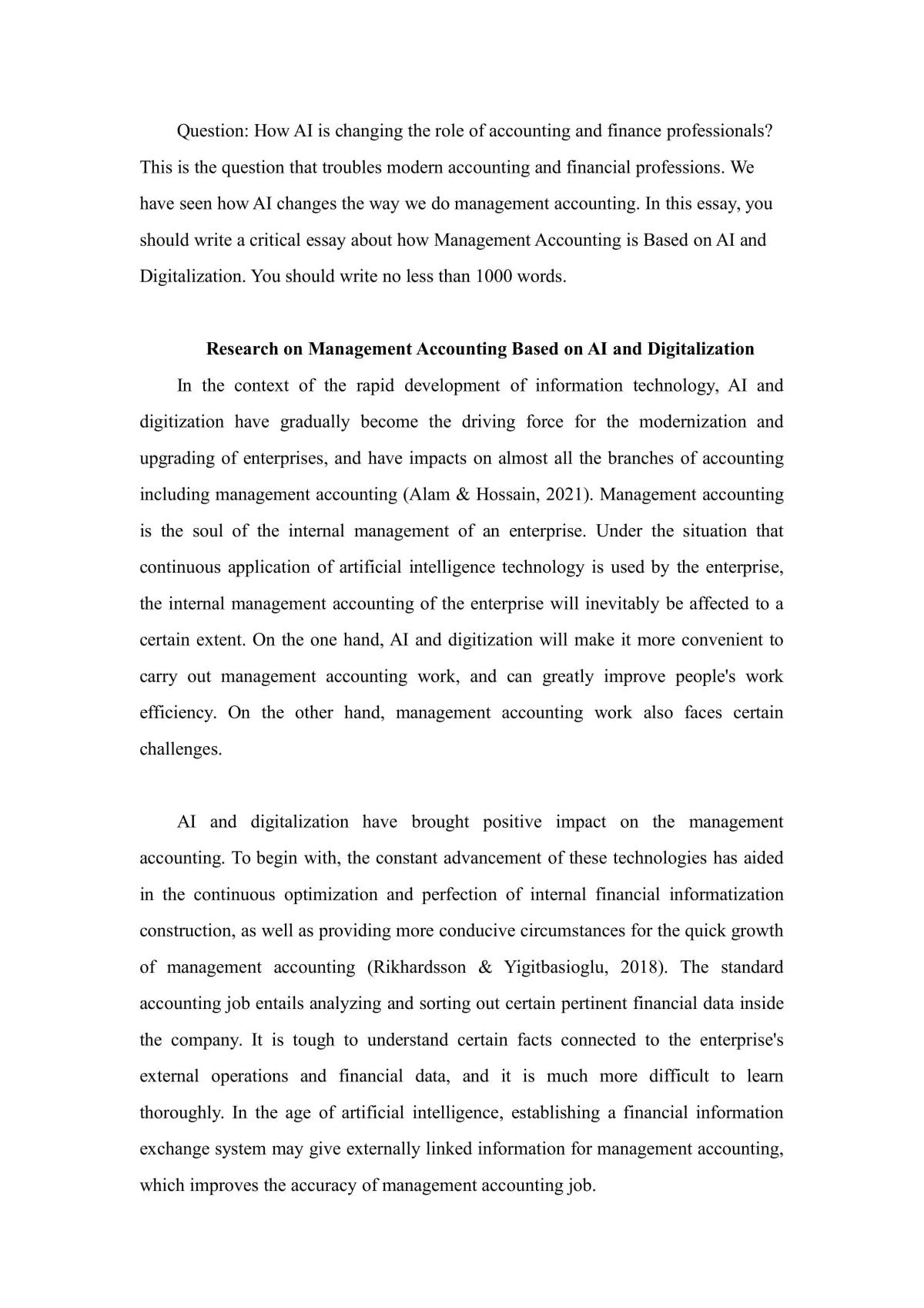 Research on Management Accounting Based on AI and Digitalization - Page 1