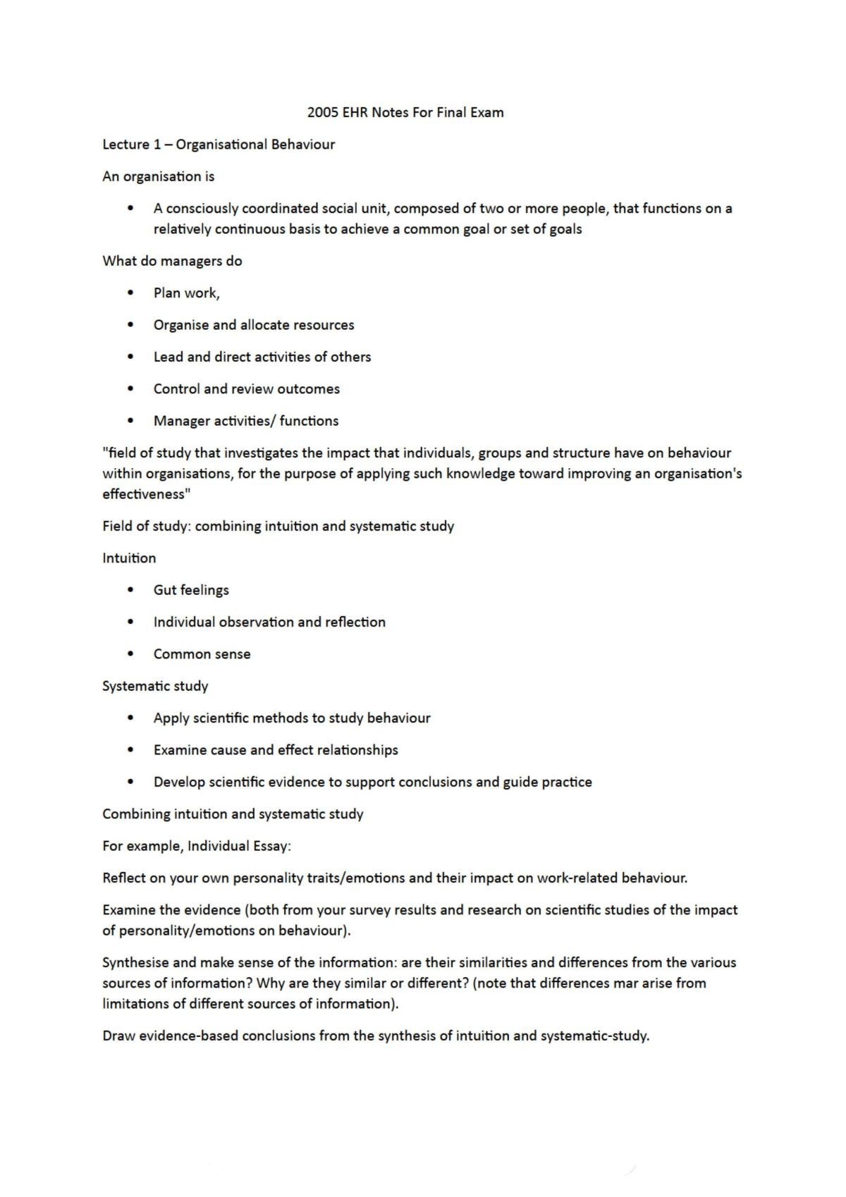 Organisational Behaviour Notes - Page 1