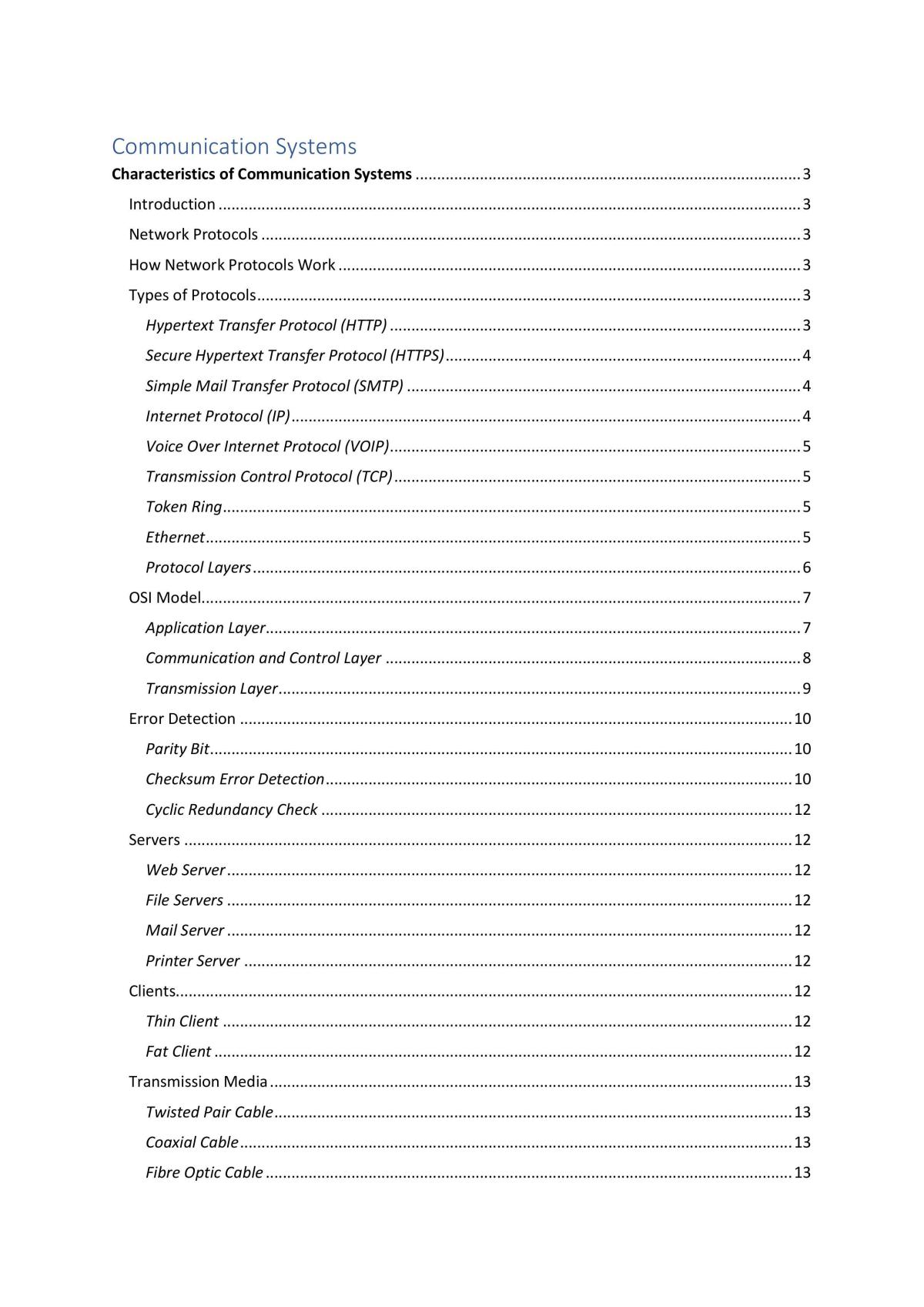 Communication Systems Complete Notes - Page 1