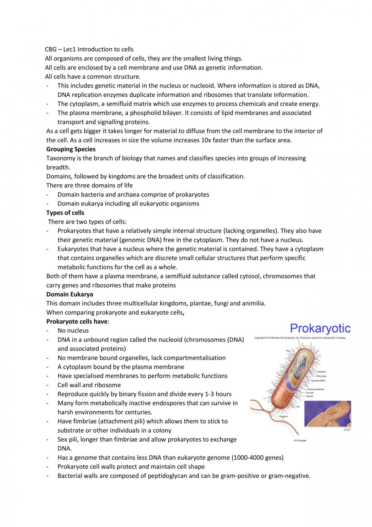 Introduction to Cells Notes - Page 1