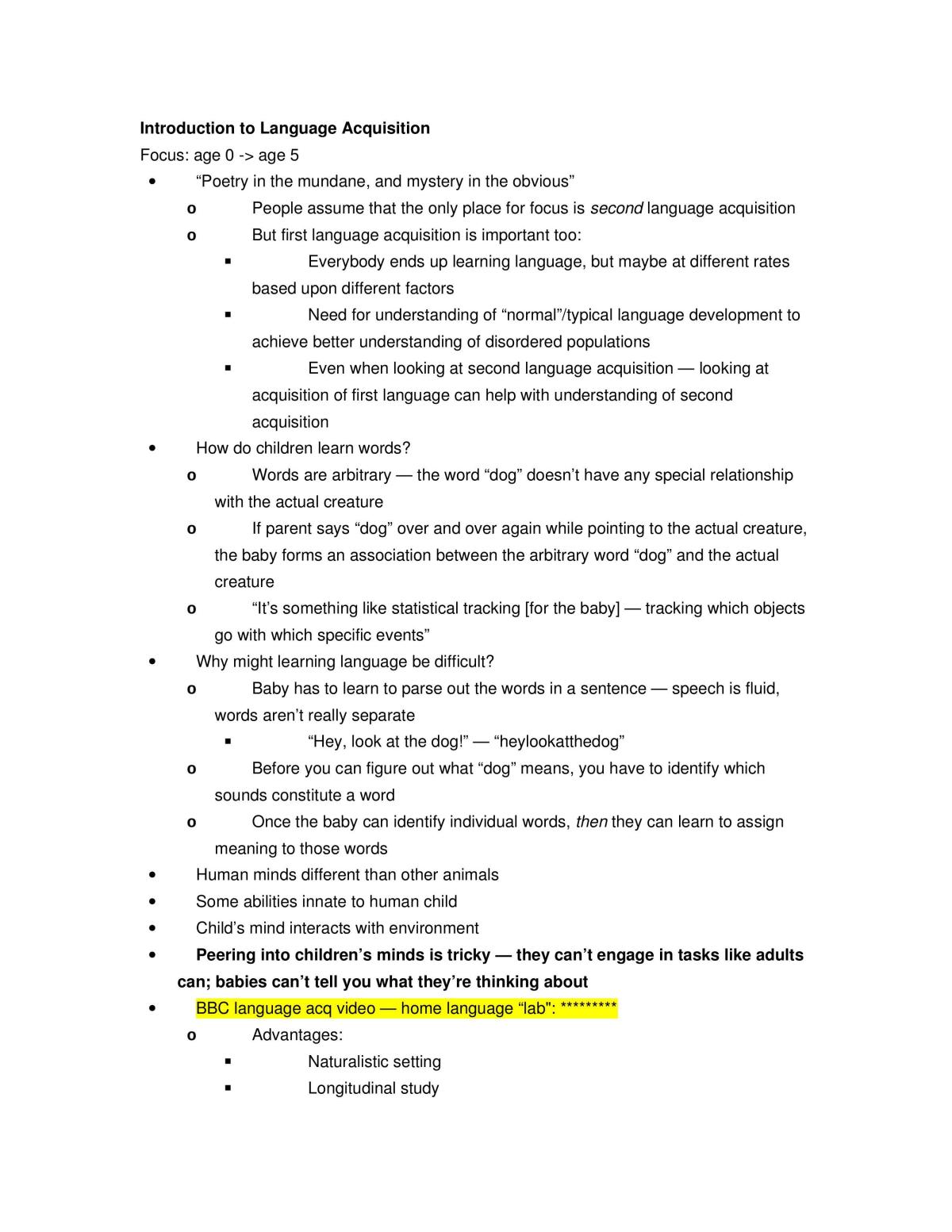 Language Acquisition Notes - Page 1