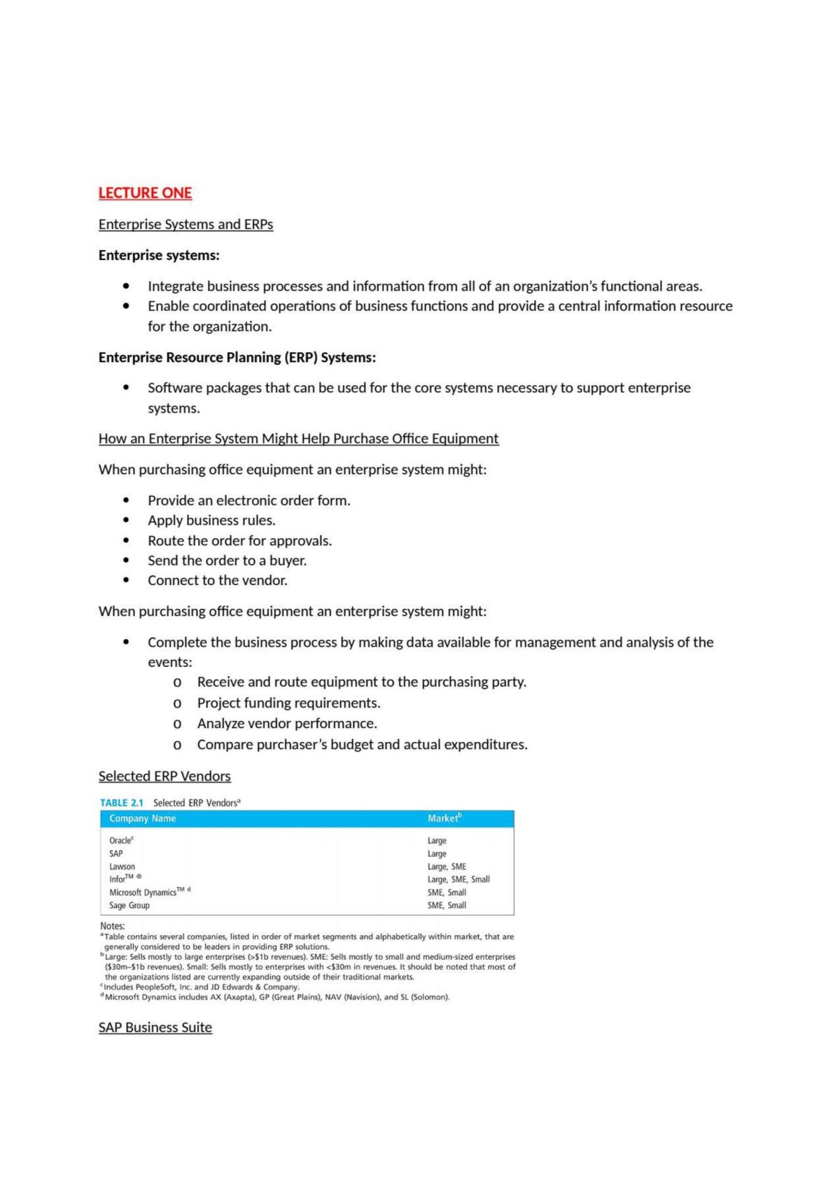 Business Enterprise Systems Notes - Page 1