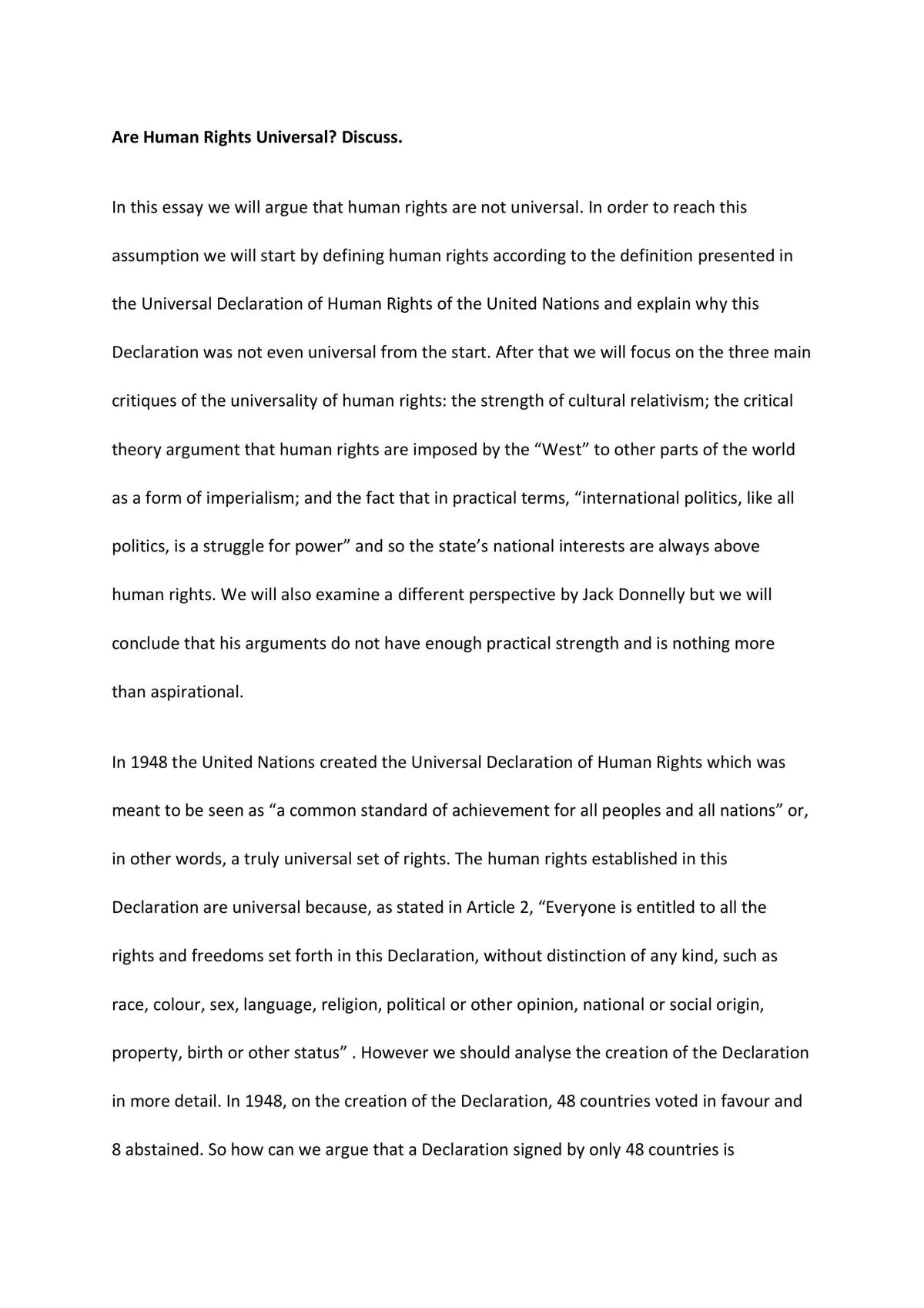 Are human rights universal? Discuss. - Page 1