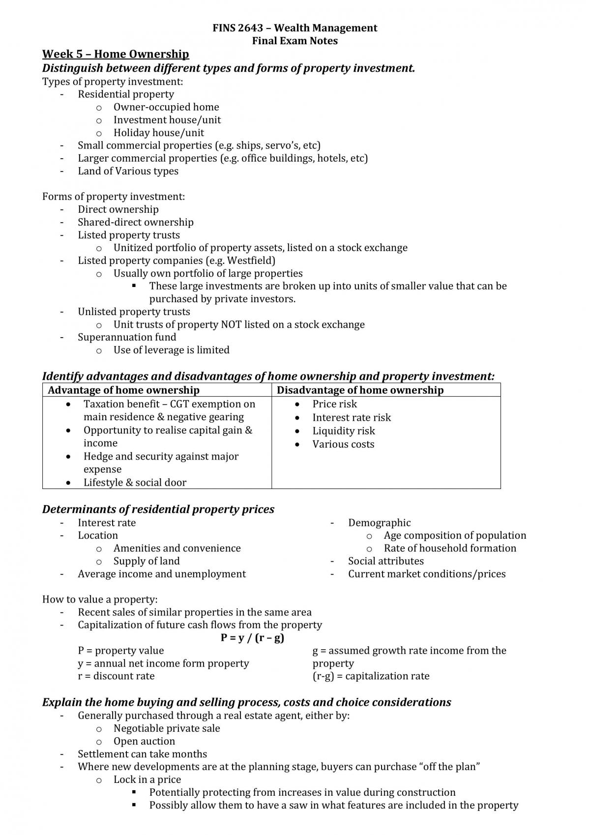 Wealth Management Final Exam Notes - Page 1