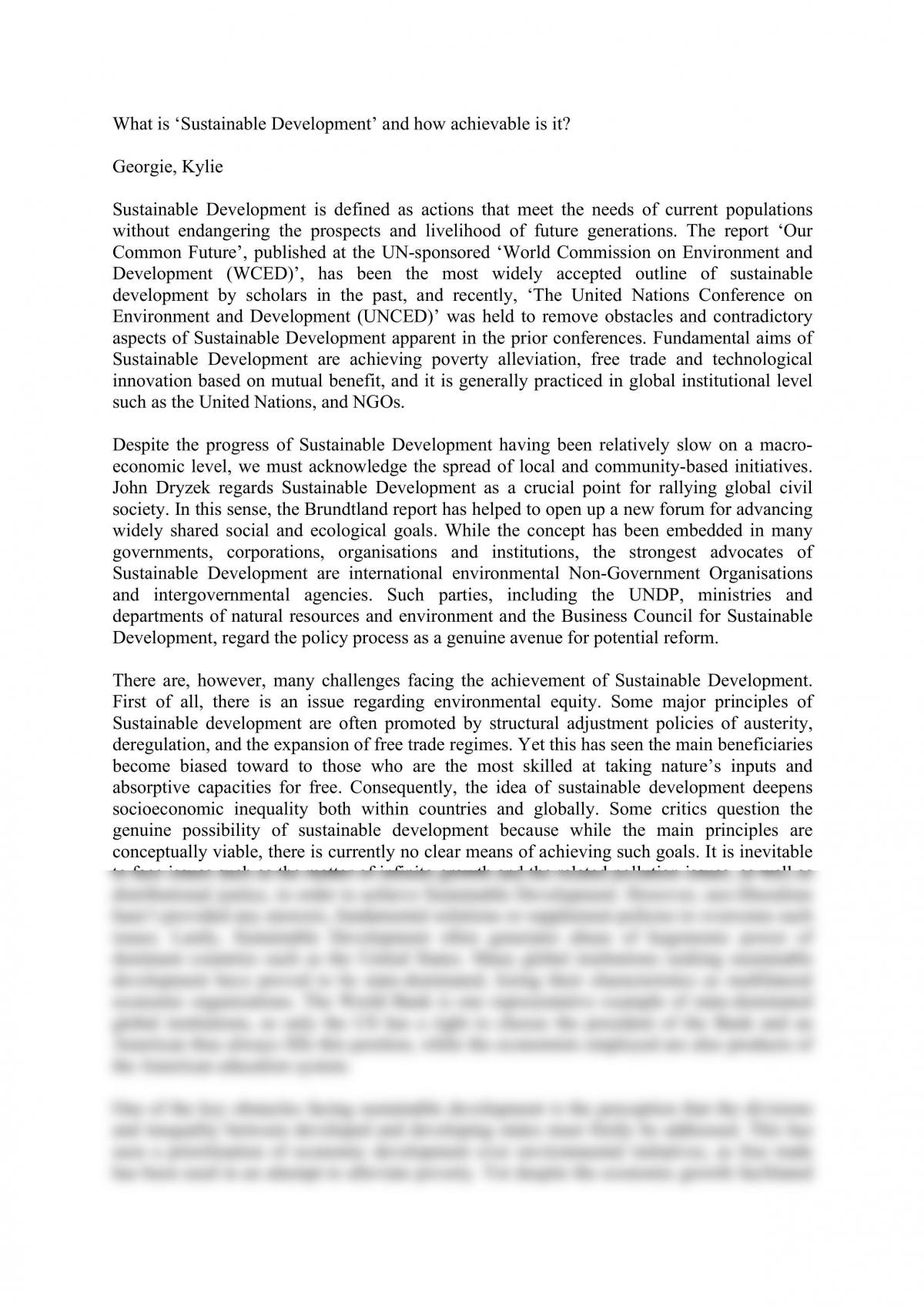 Presentation Script on Sustainable Development - Page 1