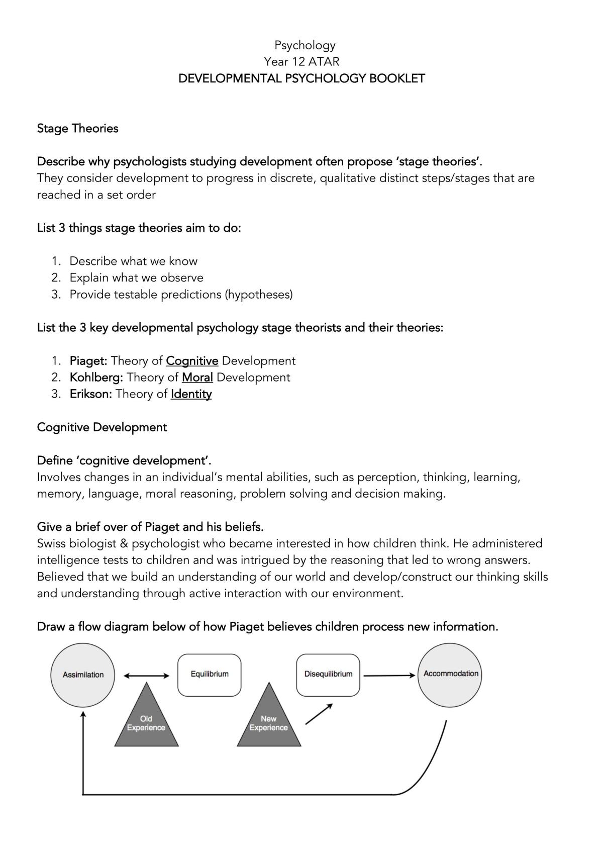 Developmental Psychology notes Year 12 - Page 1