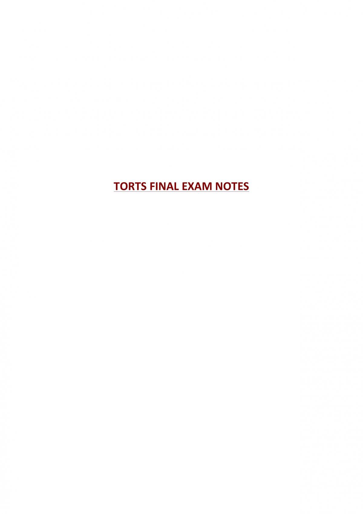 Torts Final Exam Notes - Page 1