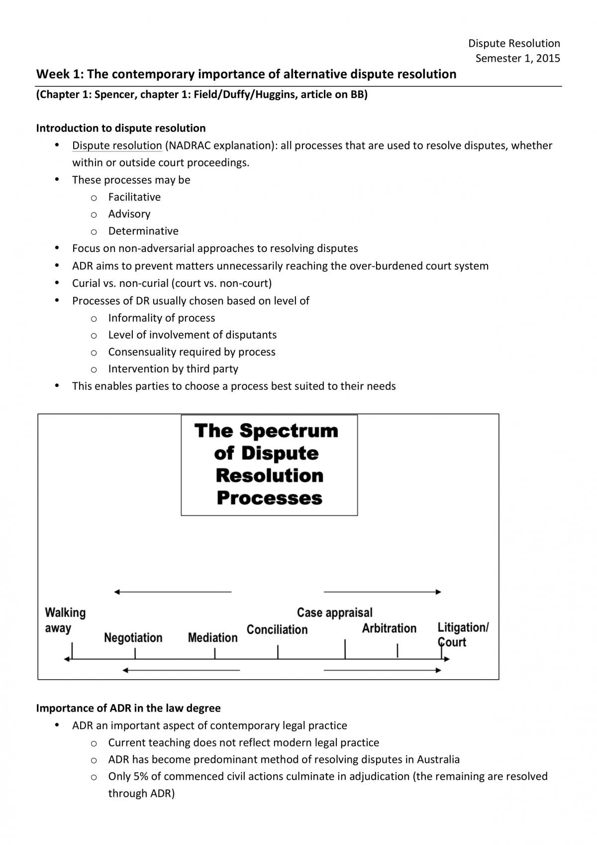 Dispute Resolution Final Exam Notes - Page 1