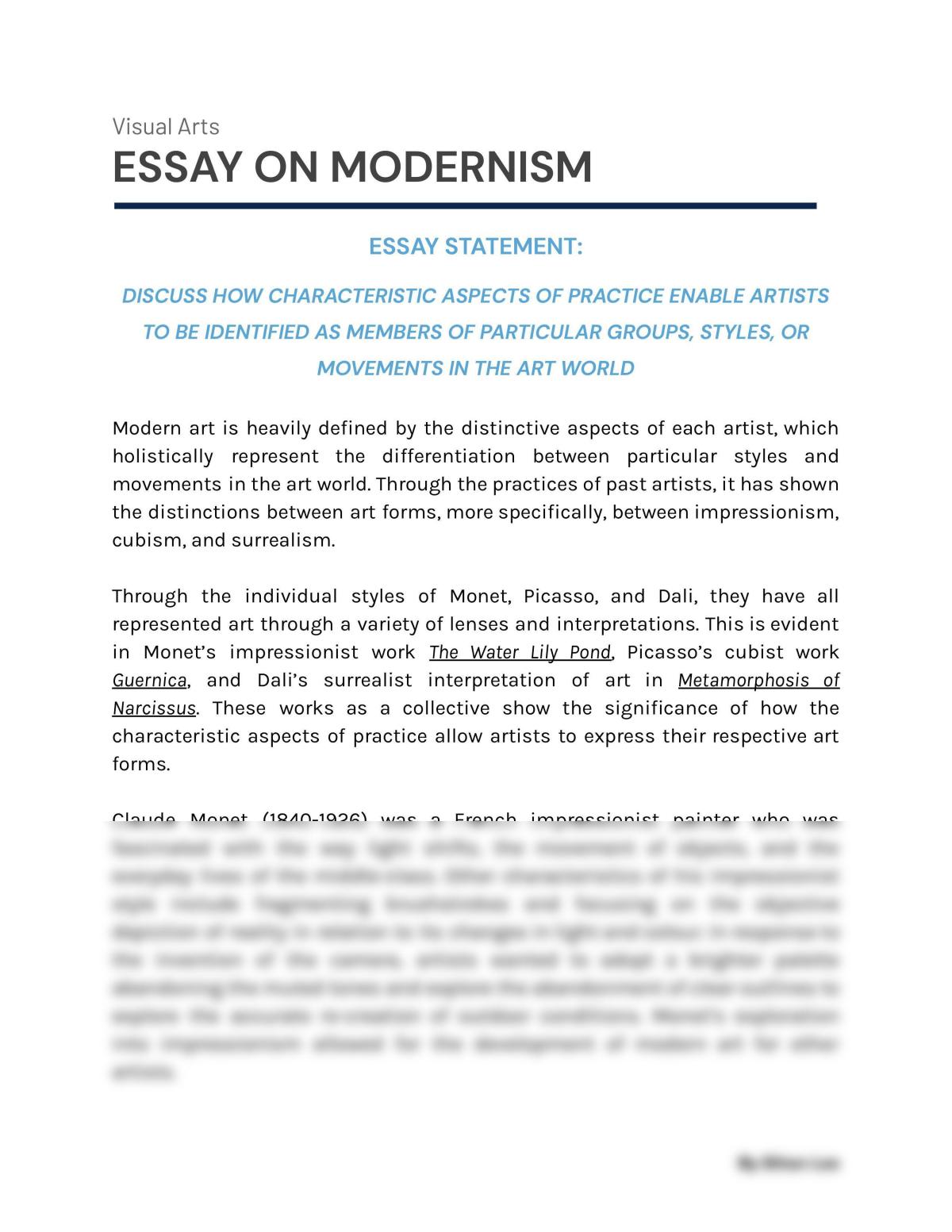 modernism essay questions