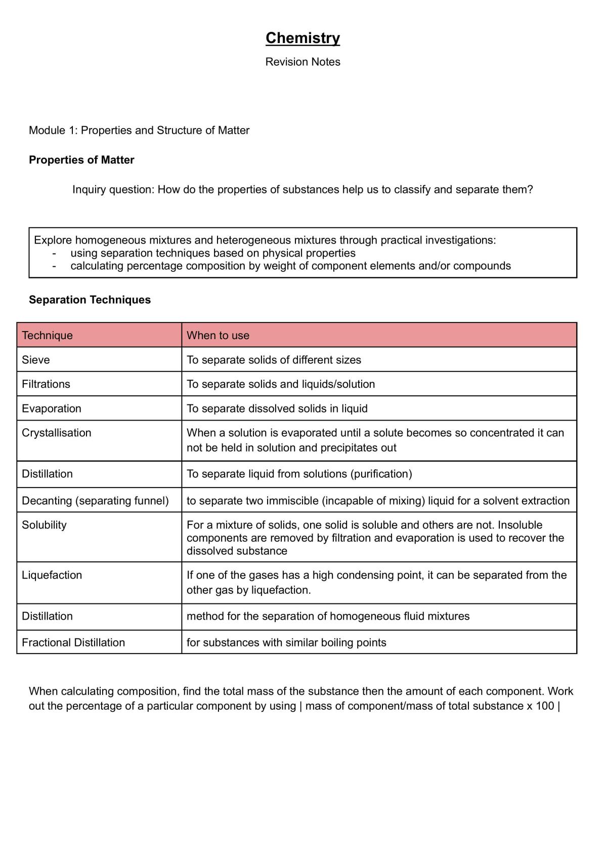 Chemistry Notes - Page 1