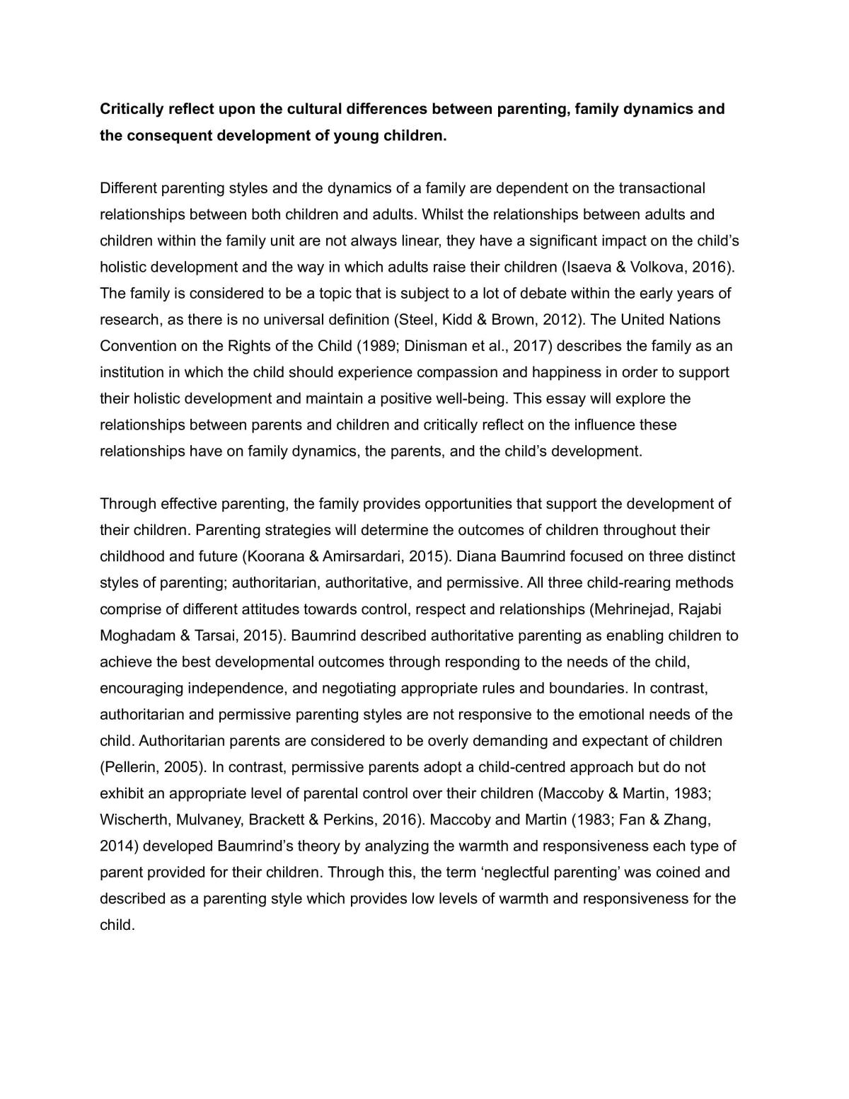 Parenting and Child Development - Cultural Differences - Page 1