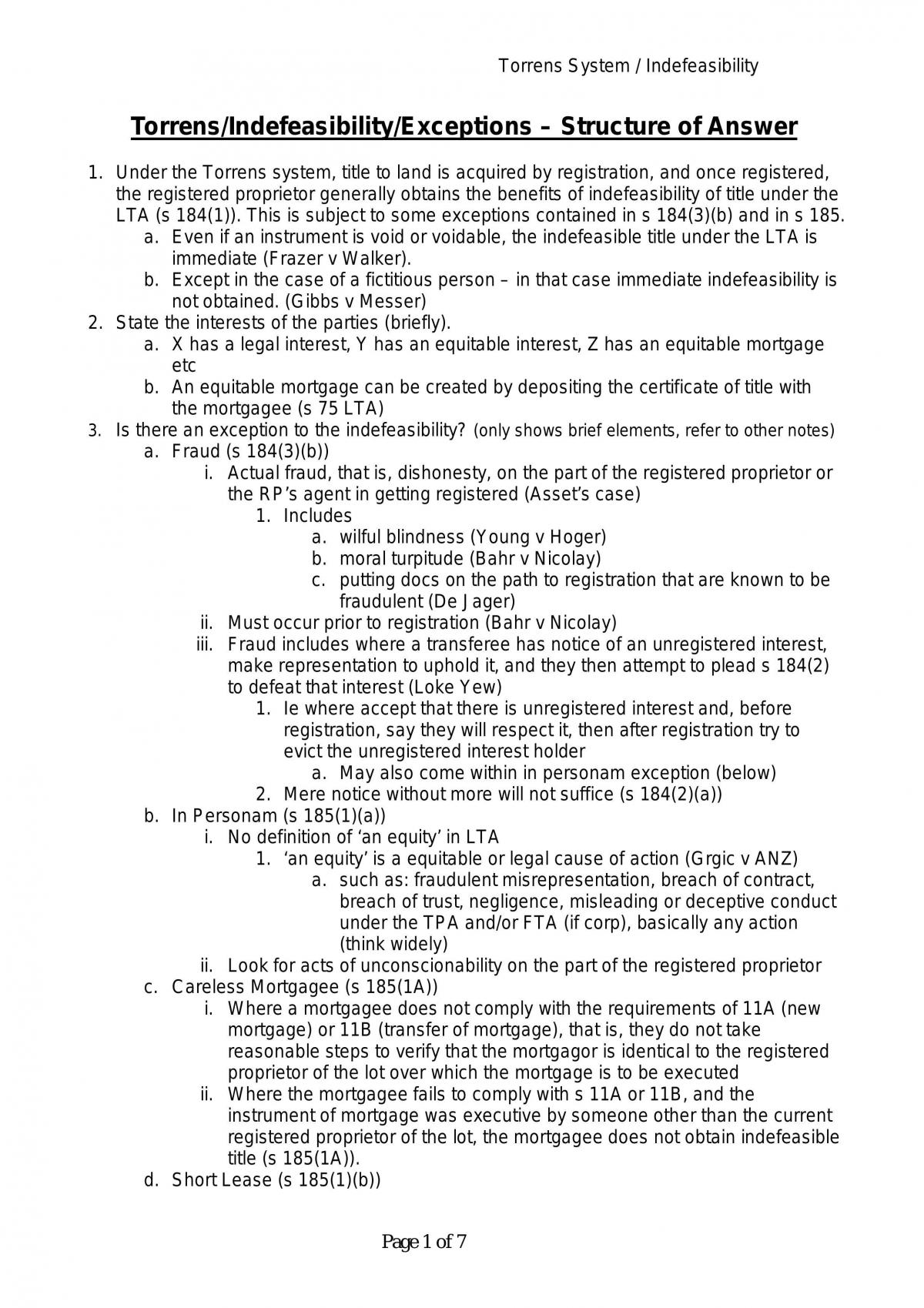 Real Property-Indefeasibility - Page 1