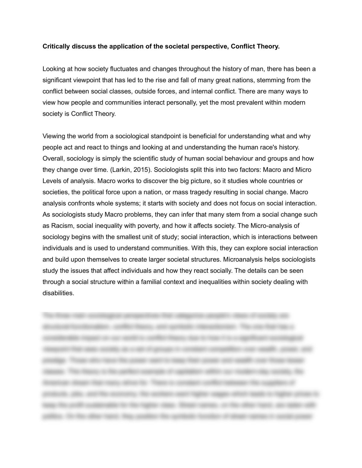 class conflict theory essay