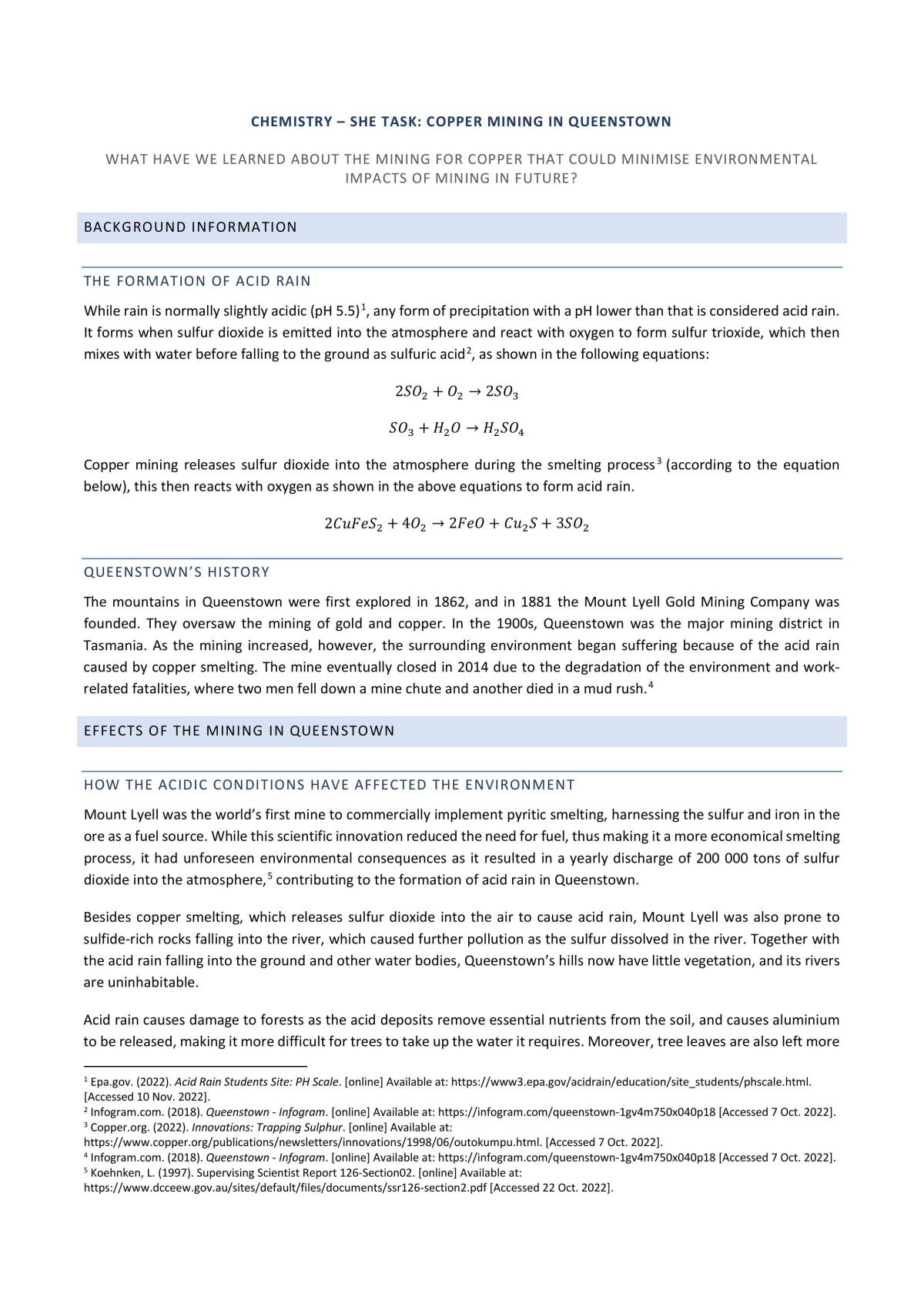 SHE Task - Mining in Queenstown: The Effect of Acid Rain - Page 2