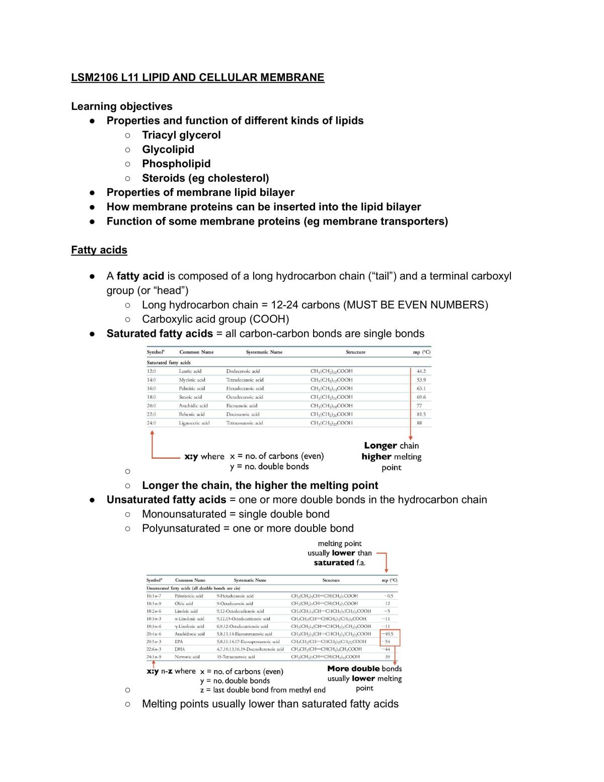 LSM1105/LSM2106  Fundamental Biochemistry Notes L11 - Page 1