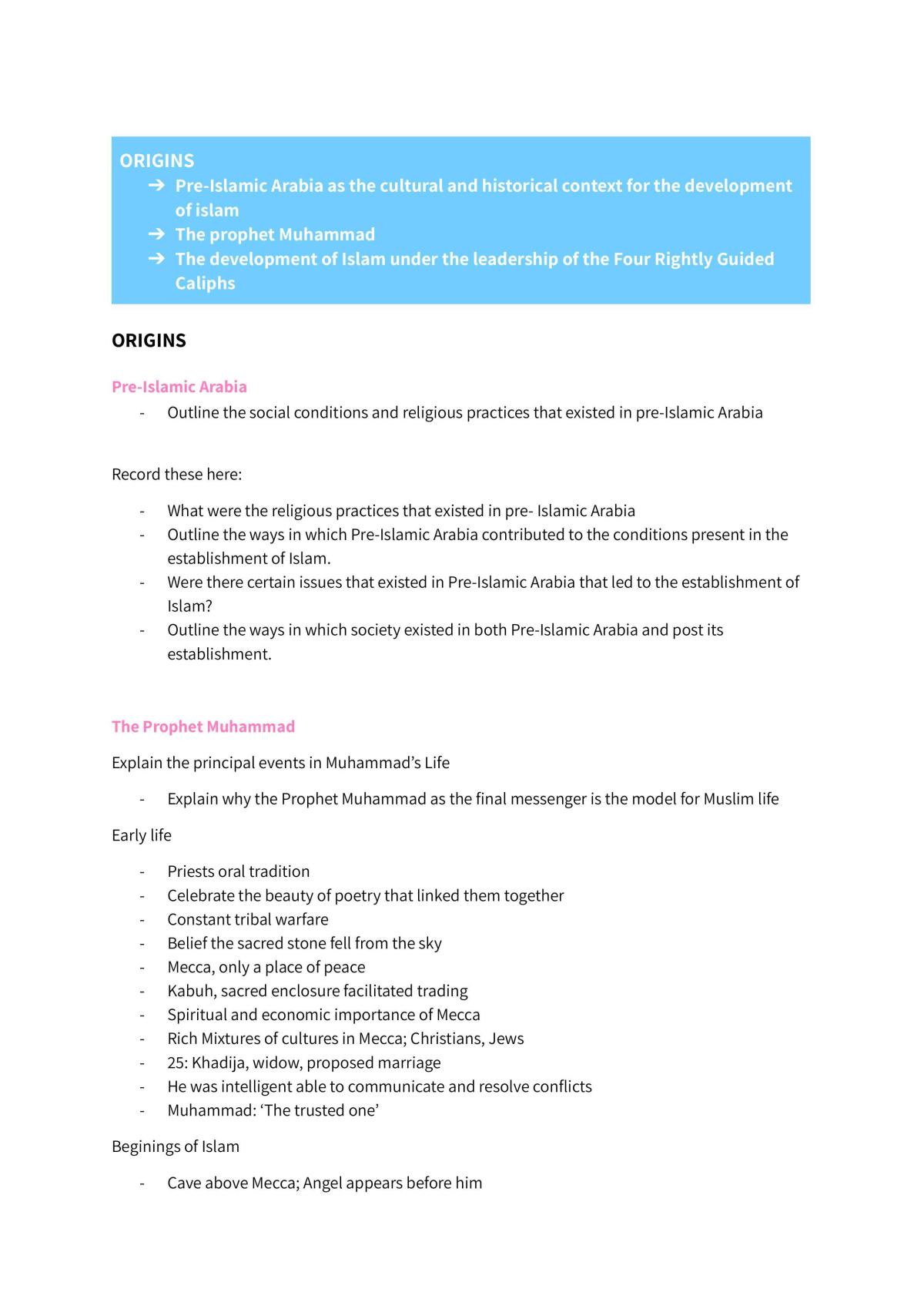 Islam Syllabus Notes  - Page 1