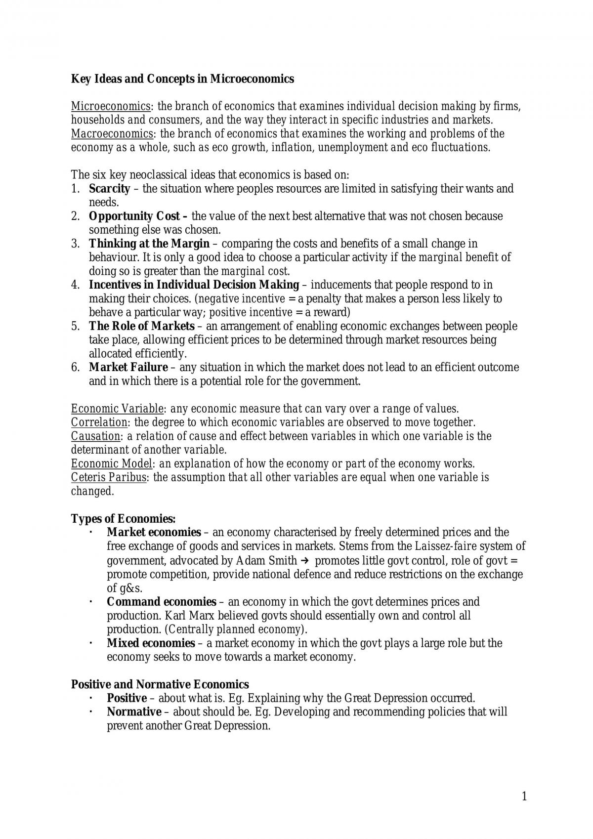 Summaries Of Chapters Studied In Micro - Page 1