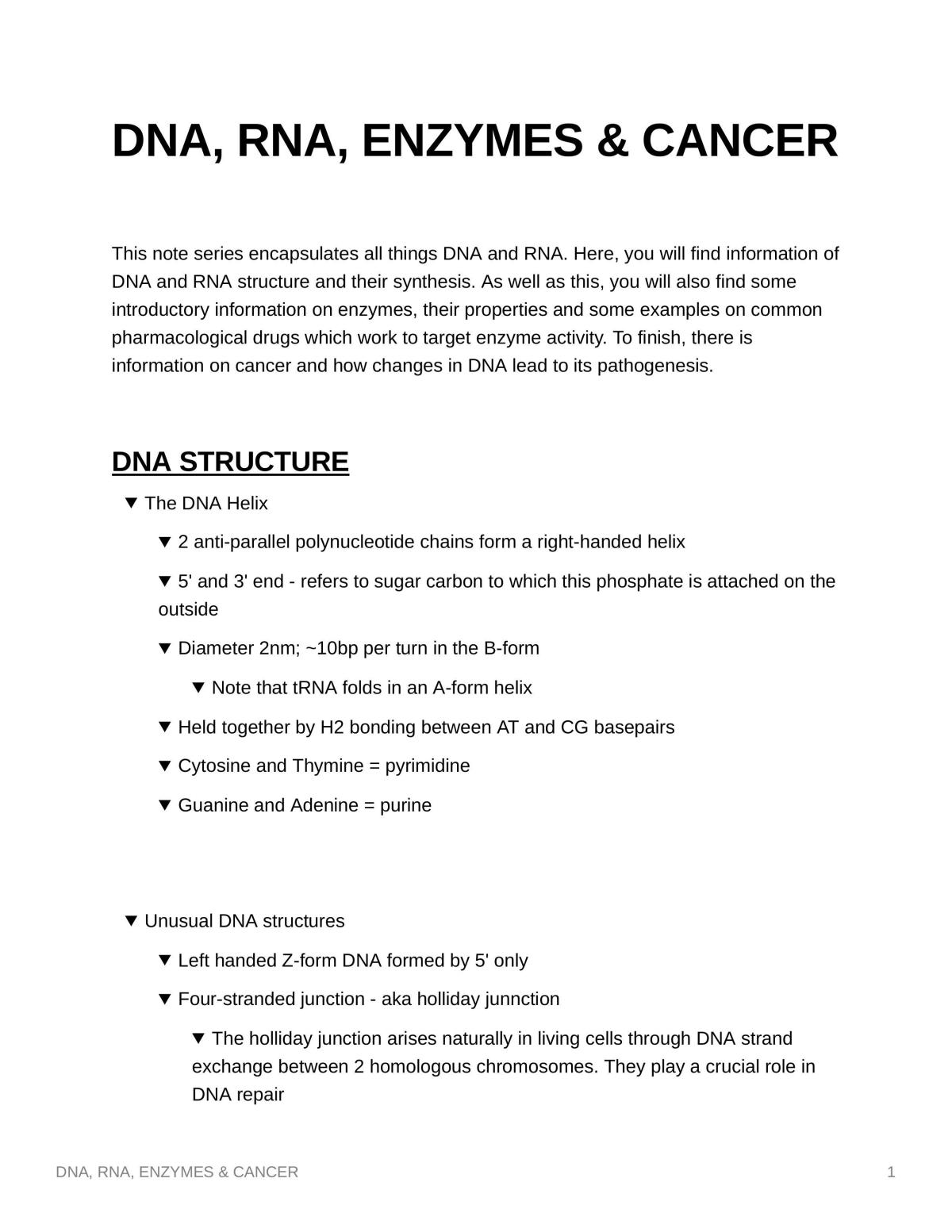 DNA, RNA, Enzymes and Cancer - Page 1