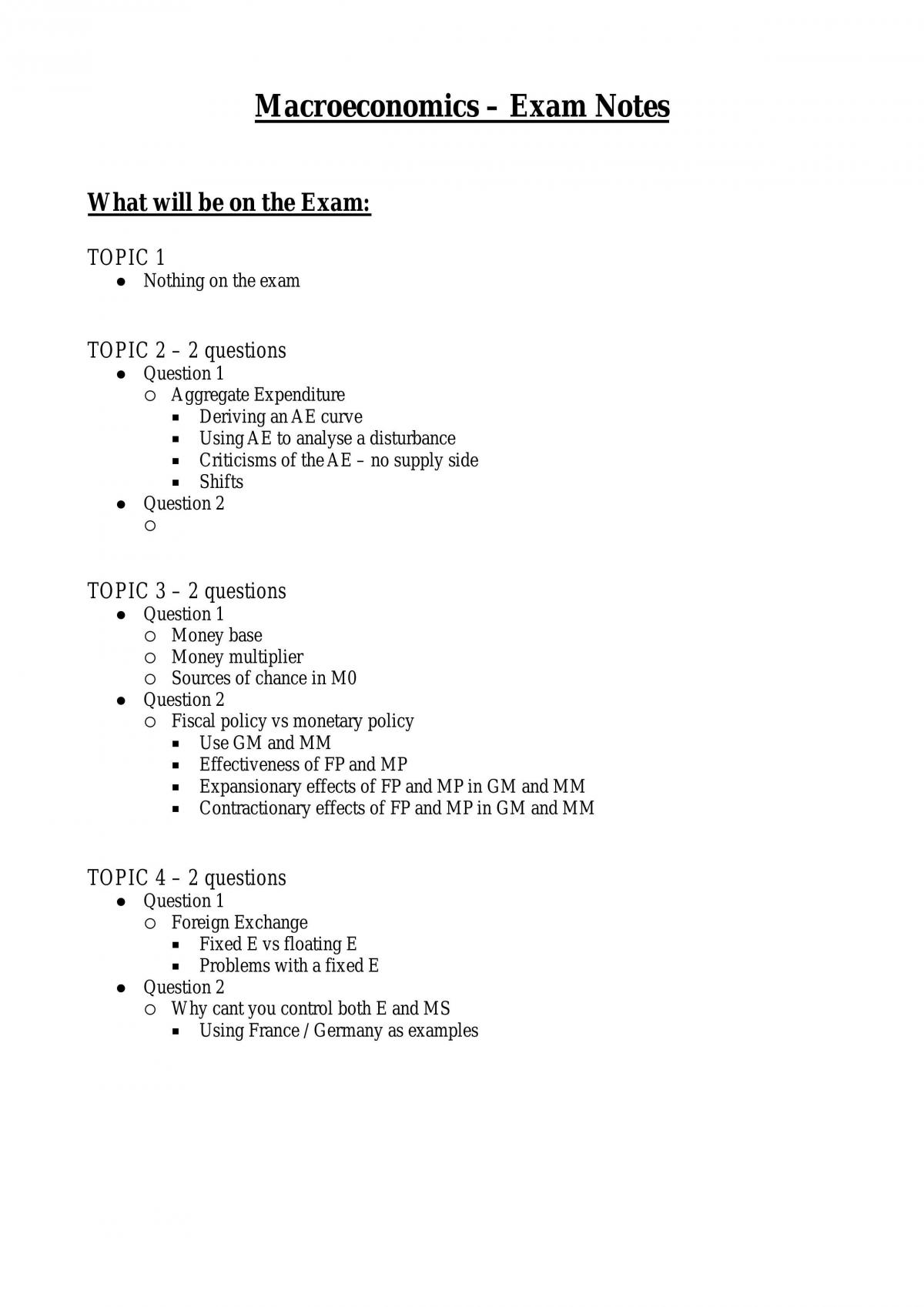 Introduction Macroeconomic Notes. Interaction Between The Goods,  Labour,  Foreign Exchange And Money Markets - Page 1