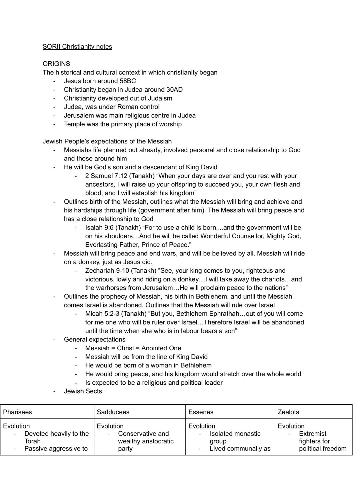 SOR 2 Christianity Notes - Page 1