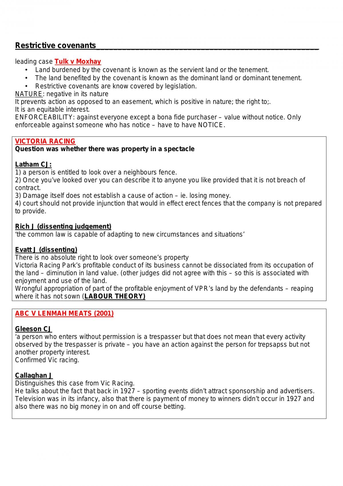 Summary Exam Notes - Page 1