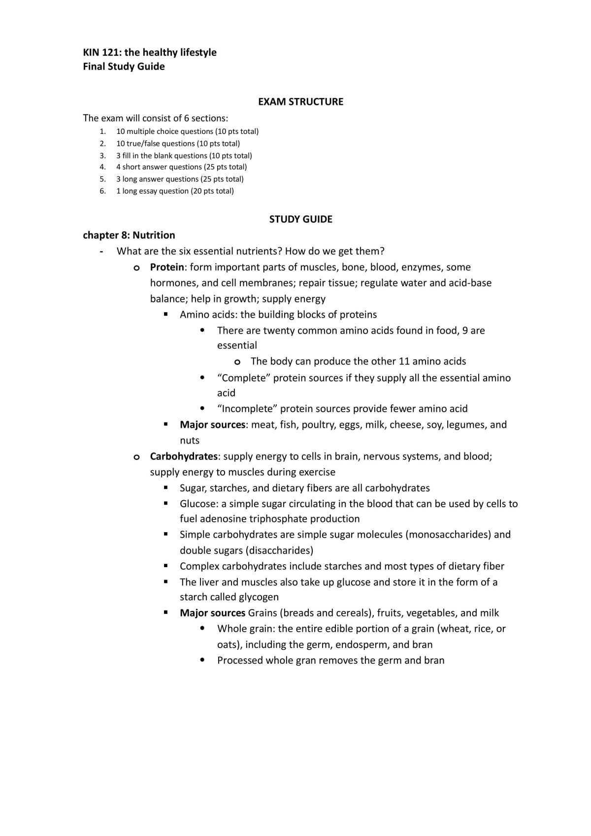 The Healthy Lifestyle Final Study Guide - Page 1