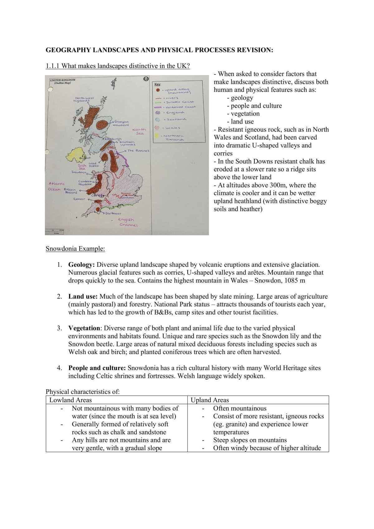 Geography Landscapes and Physical Processes Revision - Page 1