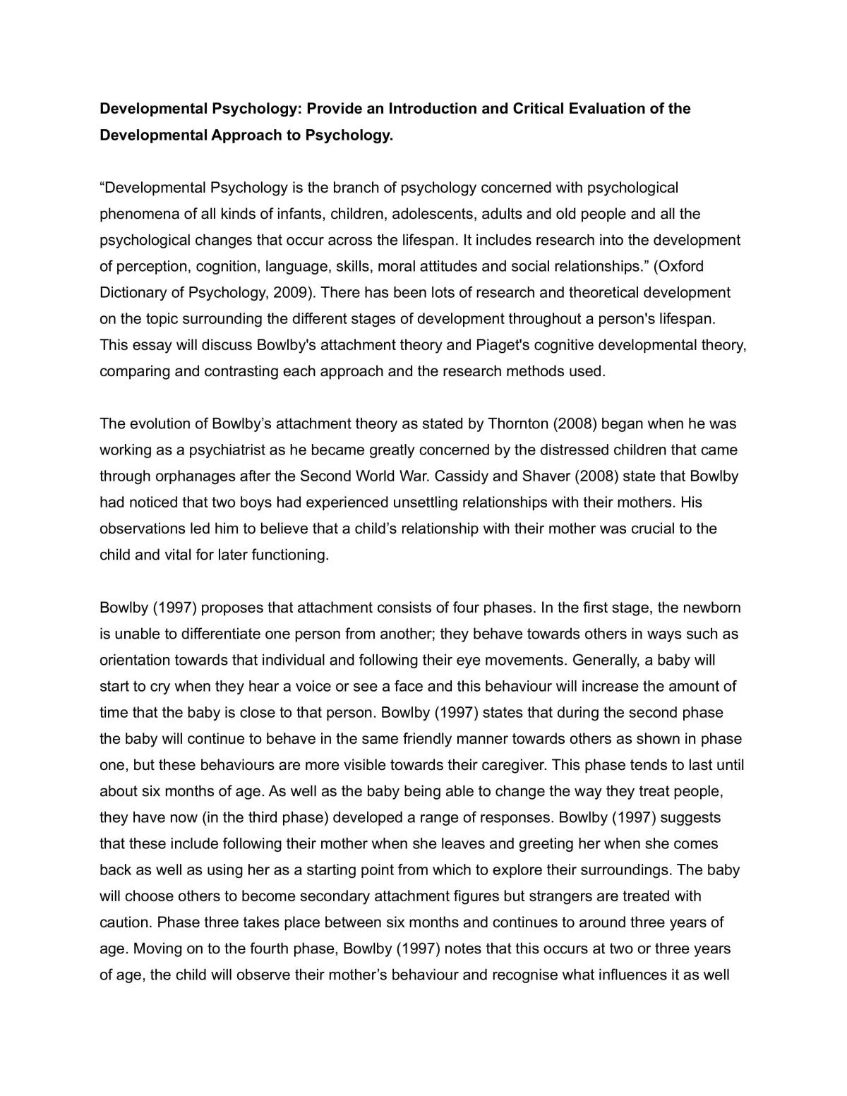 Developmental Approach Essay - Page 1