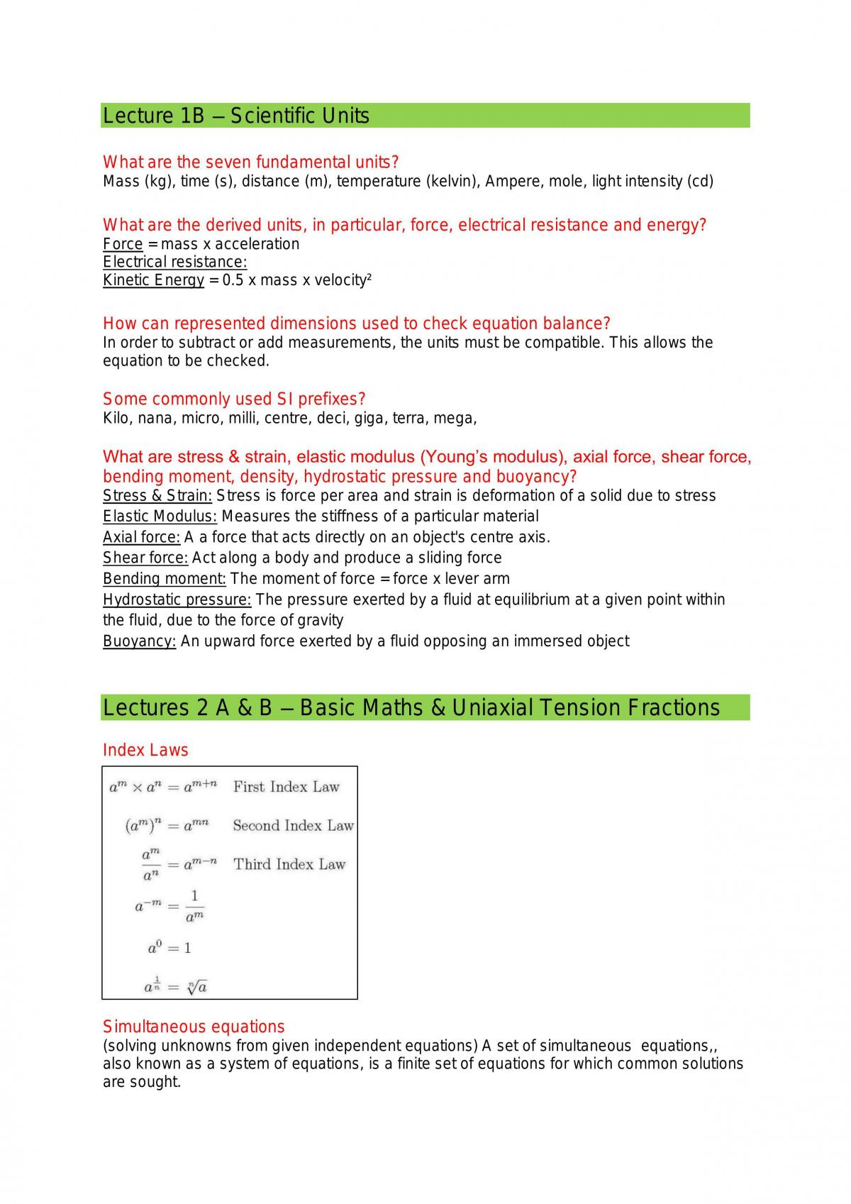 Week 1- 13 Study Notes - Page 1