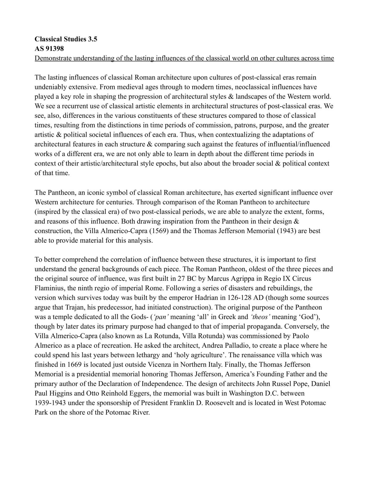 NCEA Classical Studies 3.5 AS 91398 - Page 1