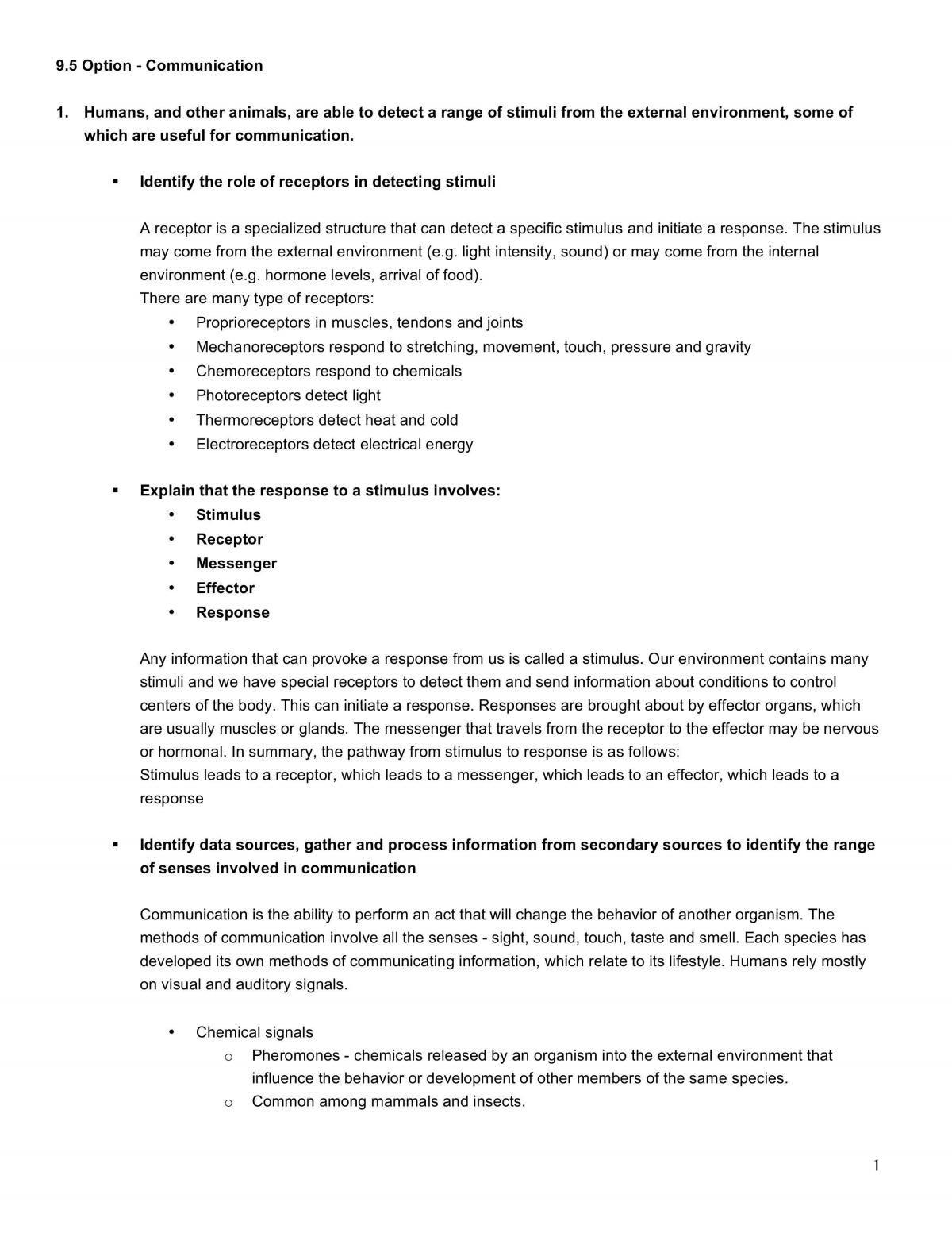 HSC Option: Communications Notes - Page 1