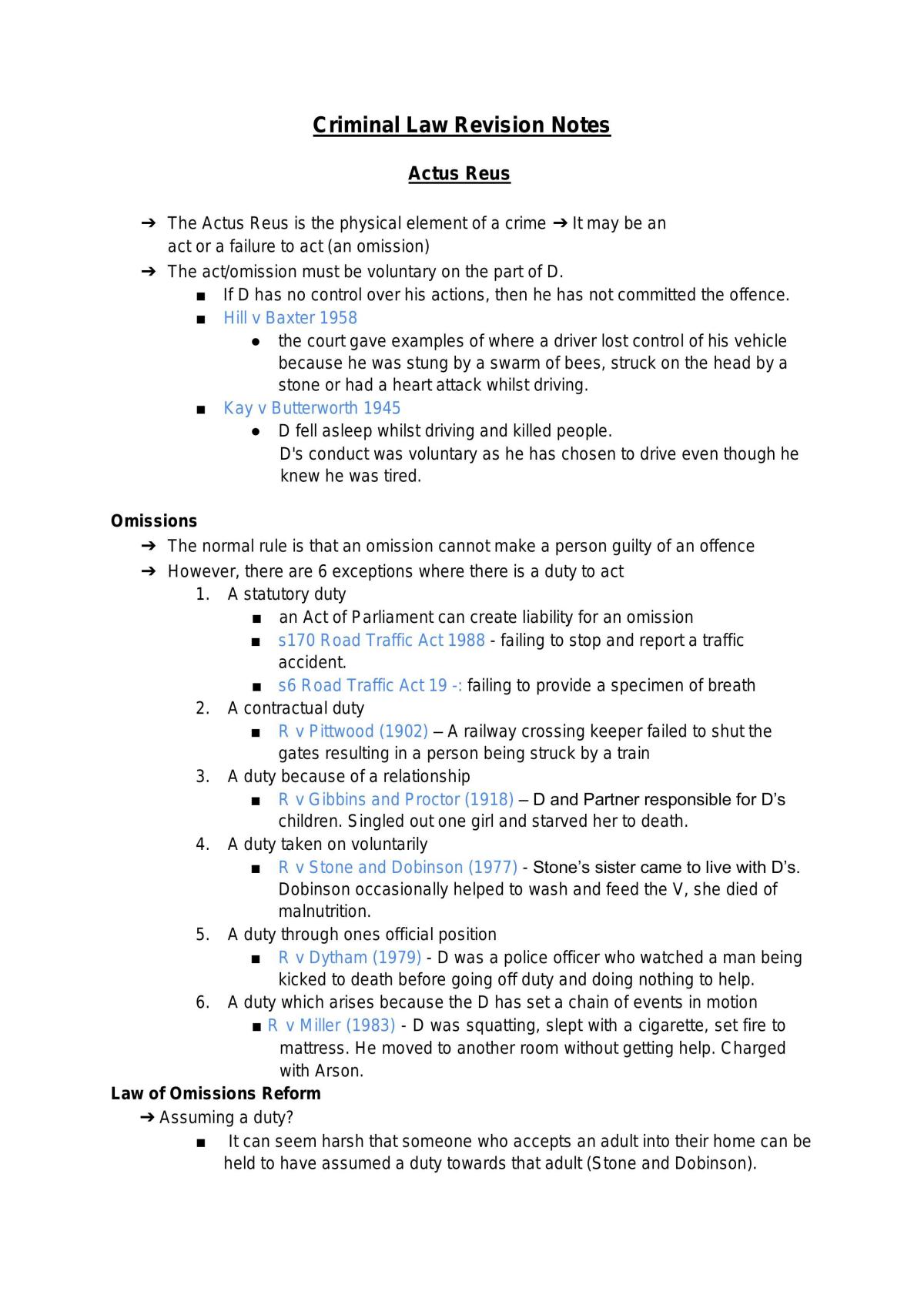 Criminal Law Revision Notes,. Term 1  - Page 1