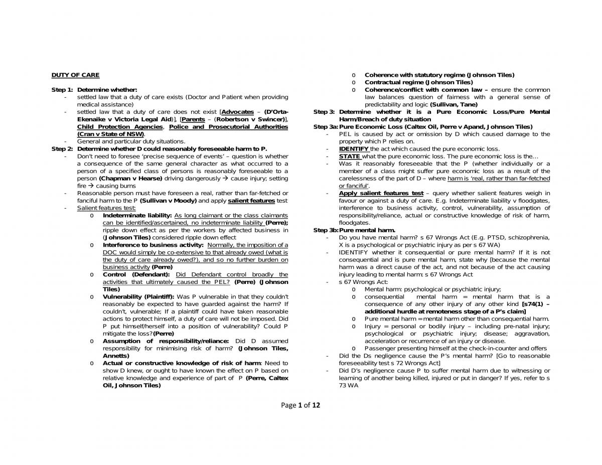 Torts B Full Exam Notes  - Page 1