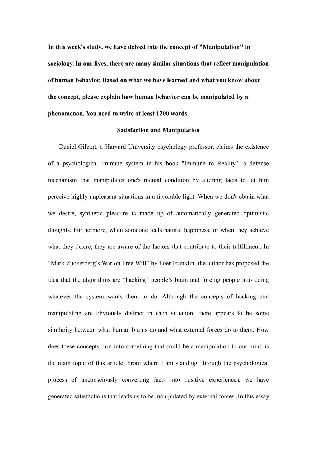 Satisfaction and Manipulation - Page 1