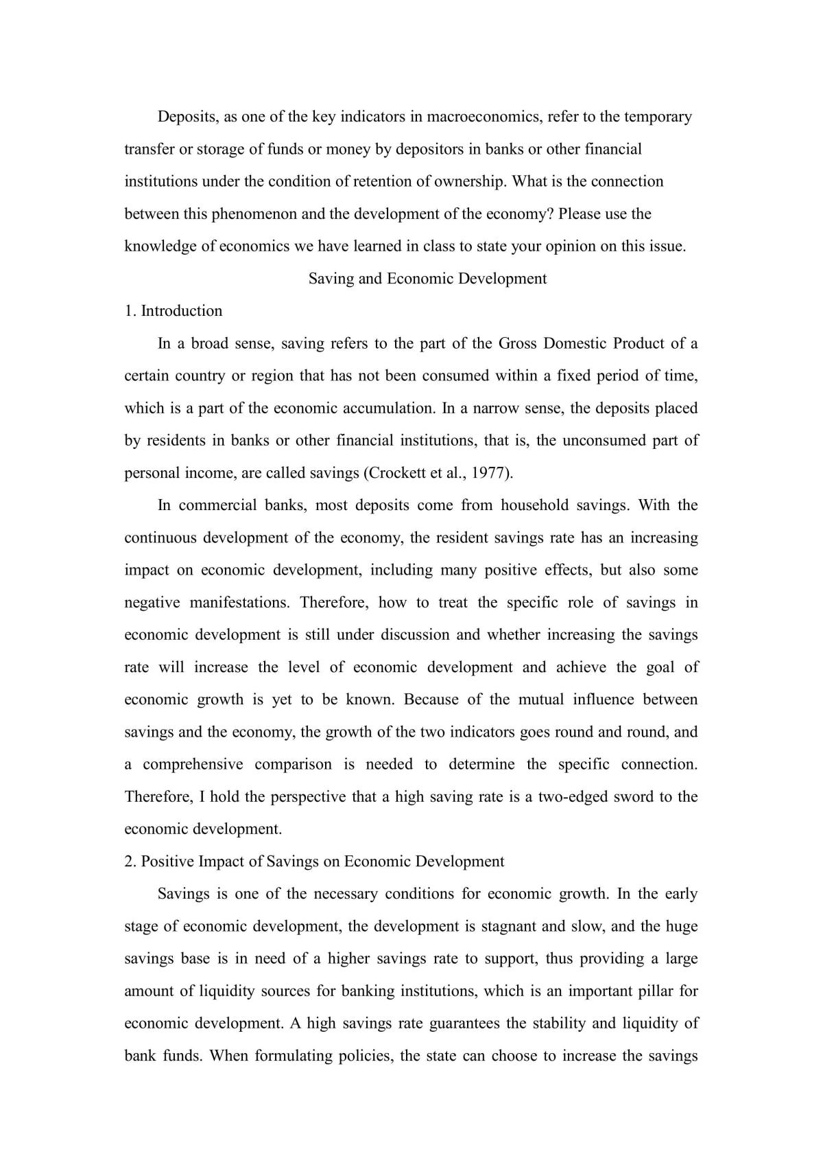 Saving and Economic Development - Page 1