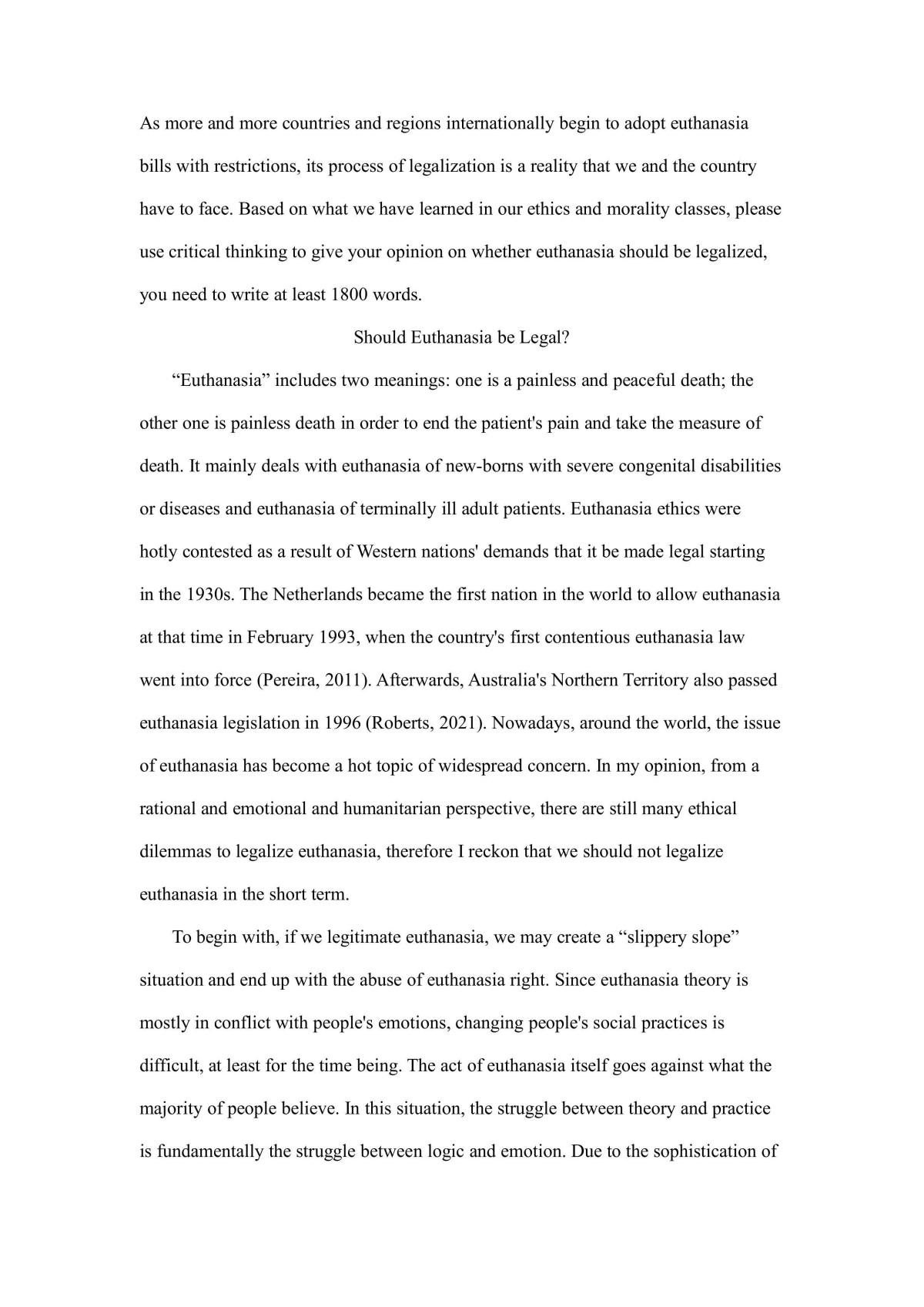 Should Euthanasia be Legal? - Page 1