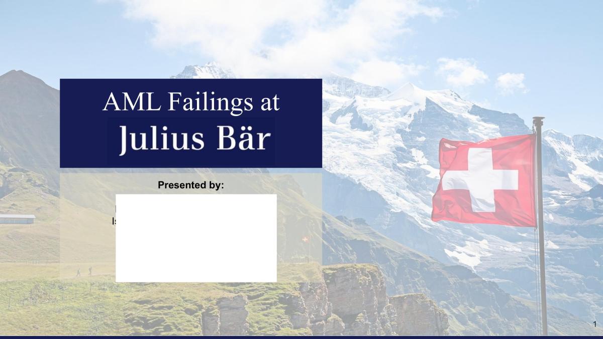 AML Failings at Julius Bar - Page 1